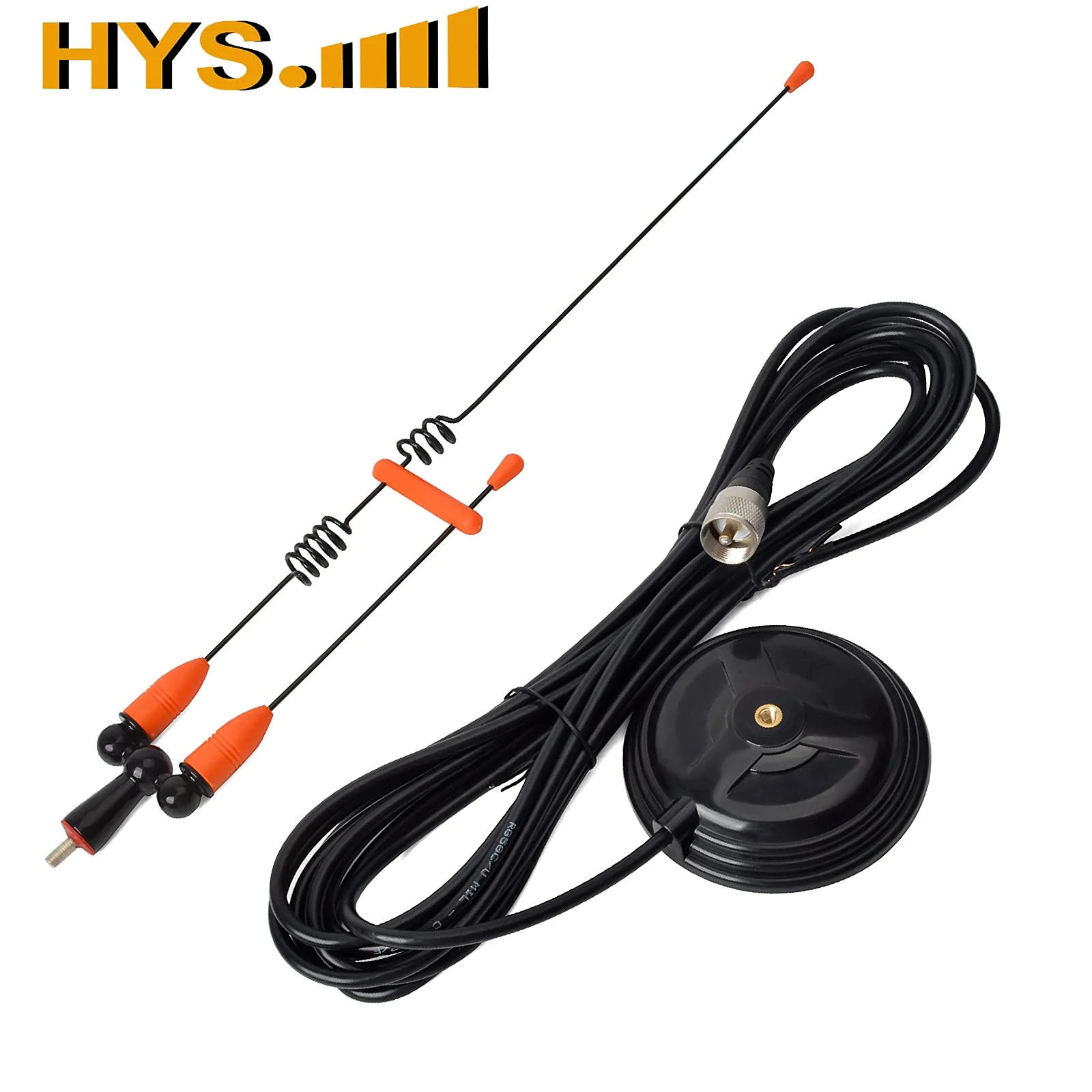 HYS Amateur Antennas Dual-Band VHF 144/UHF 430MHz Magnetic Base Mobile Antenna W/13 ft RG58 Coax Cable UHF-male/PL259 for Motorola Kenwood Midland SO239 Mobile Radios (Orange&Black) Orange&Black - Image 8