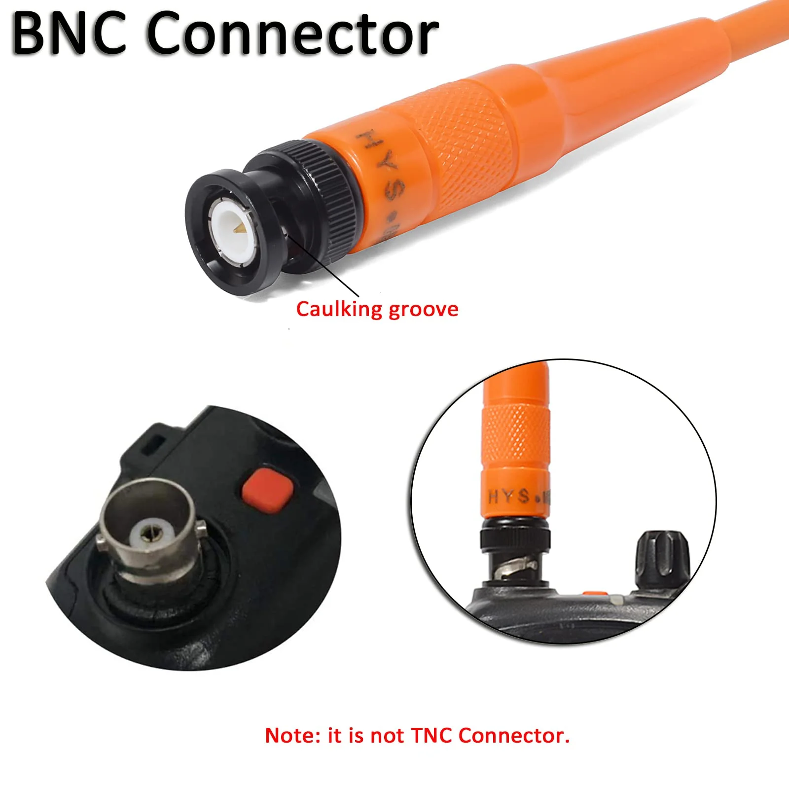 HYS BNC HT Antenna, 144/440 MHz Dual-Band High Gain Handheld Antenna for ICOM IC-V9 Motorola HT440 CP500 Uniden Bearcat Whistler VHF/UHF Ham Radio (Pack of 2) Orange 2pcs - Image 2