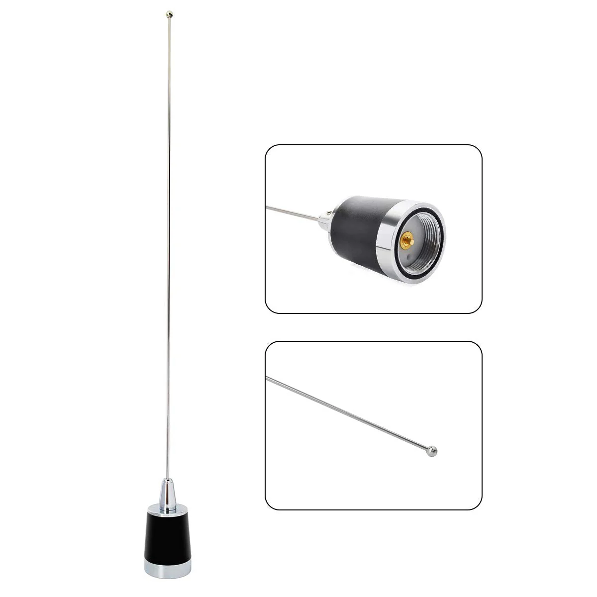HYS Dual Band NMO Antenna, 21Inches 2.15dBi 144/430MHz 100Watt Whip for Yaesu Motorola ICOM Kenwood Mobile Radios Transceiver silver - Image 4
