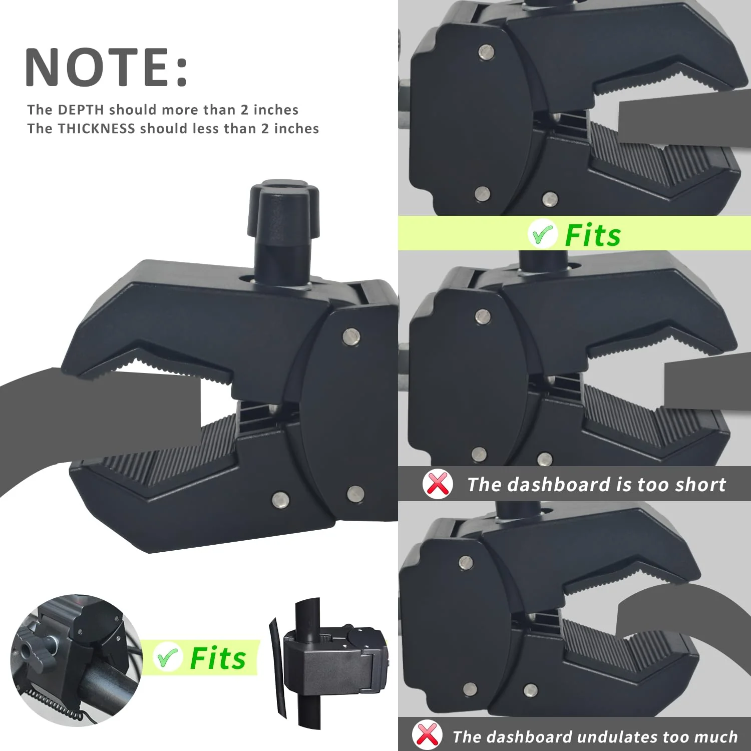 HYS Radio & Speaker Mic Clamp Mount Holder - Quick Release for Uniden BC906W Wireless CB Microphone and Speaker, Marine Radio, Walkie Talkie, Police Scanner w/ Belt Clip & Knob Holder Base HYSZ10AL - Image 5