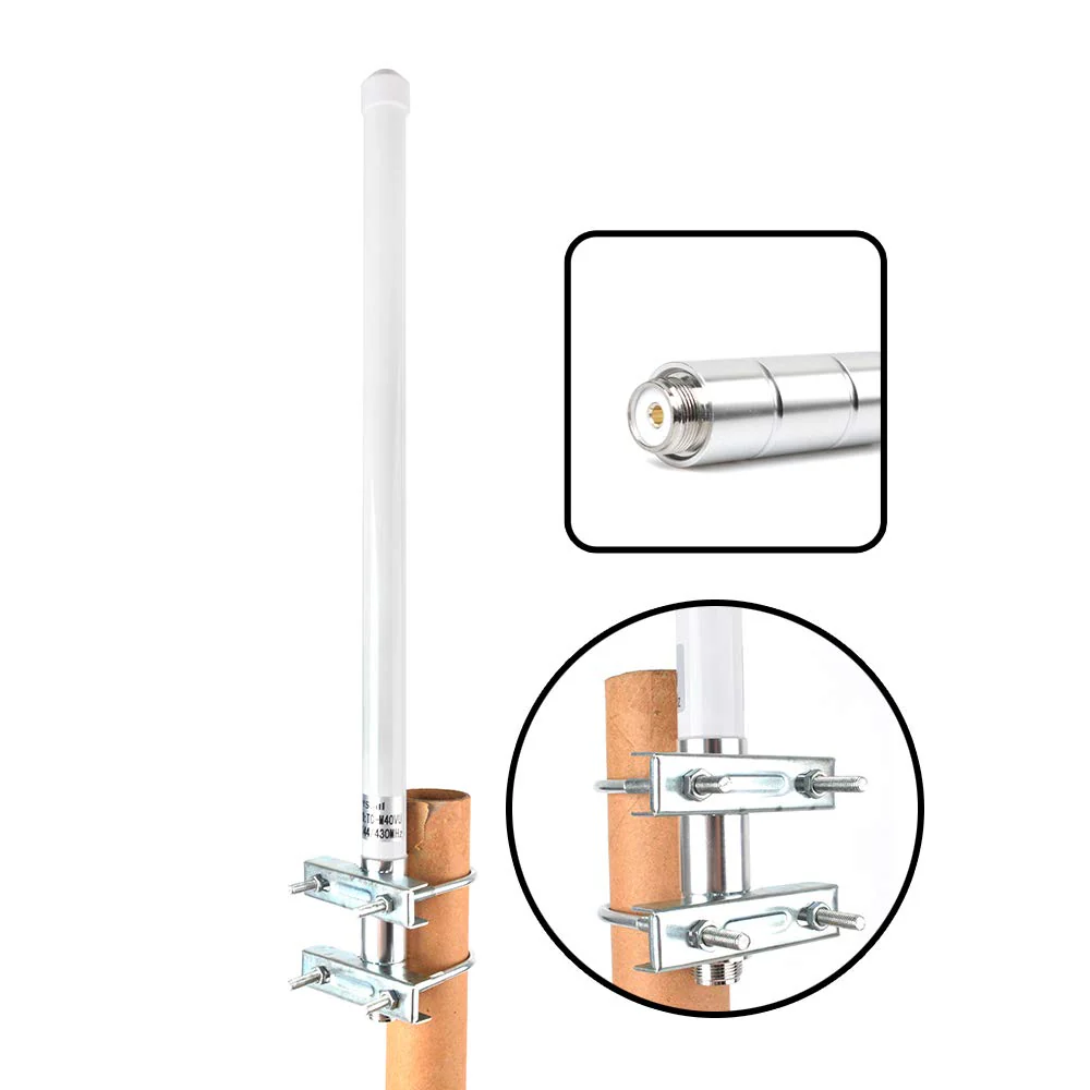 HYS TC-40UV Dual Band VHF UHF 2meter 70cm 144/430Mhz 2.5dBi 100W 15.7inch Fiberglass Outdoor Base Antenna with SO239 (UHF Female) Connector For ICOM Yaesu Midland Motorola Mobile Ham Radio Transceiver White 136-174/400-470Mhz - Image 7