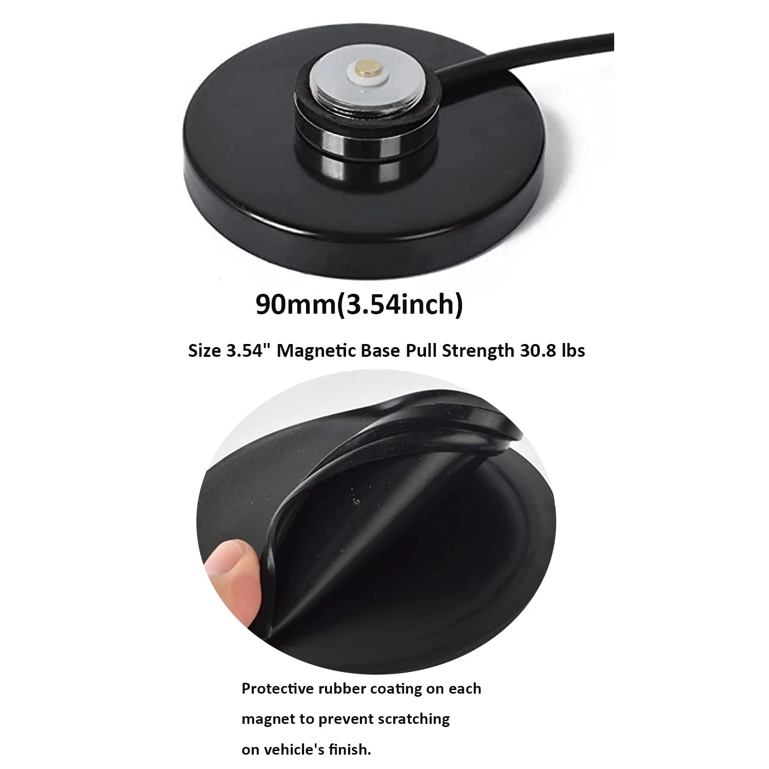 HYS TC-MB90 NMO Mount Magnetic Base for Car Bus Taxi Mobile Radio Antenna W/5M(16.4ft) RG58 Coaxial Cable PL-259 Plug - Image 2