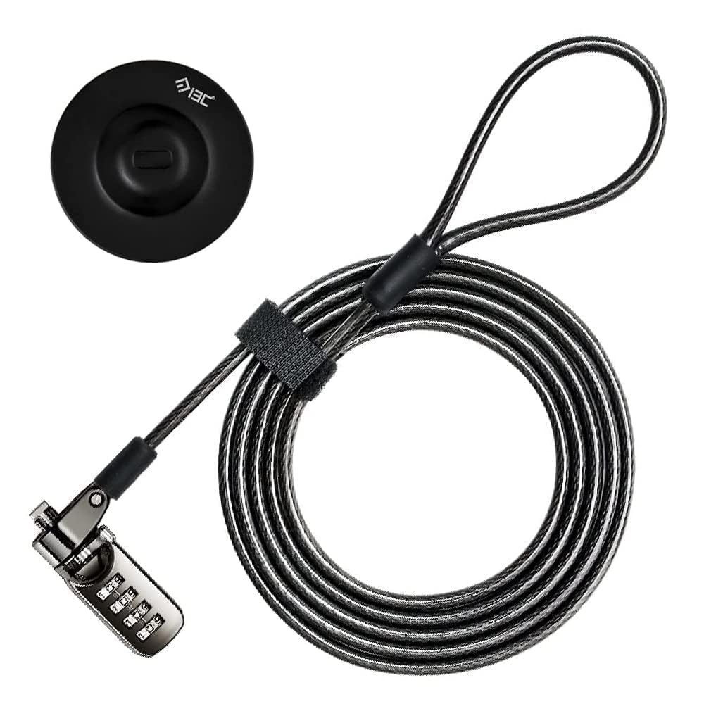 I3C Laptop Cable Lock 4 Digital Combination Lock Security Computer Cable Lock Anti Theft Combination Lock Compatible for iPad Tablet Laptop MacBook Dell HP Samsung Android (1 Pack) 1 Pack
