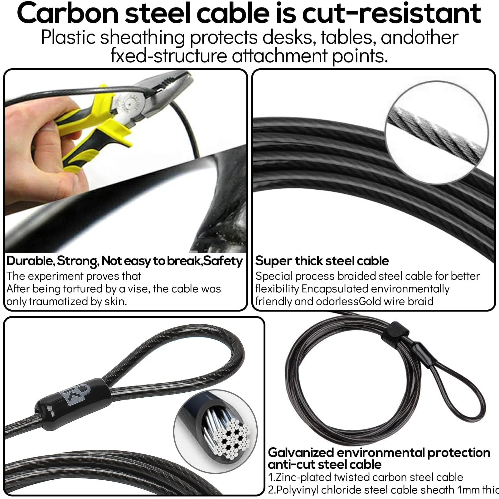 I3C Laptop Cable Lock 4 Digital Combination Lock Security Computer Cable Lock Anti Theft Combination Lock Compatible for iPad Tablet Laptop MacBook Dell HP Samsung Android (1 Pack) 1 Pack - Image 2