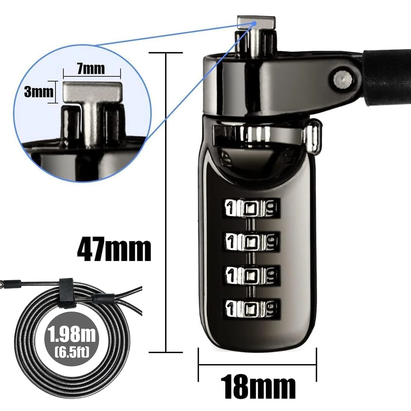 I3C Laptop Cable Lock 4 Digital Combination Lock Security Computer Cable Lock Anti Theft Combination Lock Compatible for iPad Tablet Laptop MacBook Dell HP Samsung Android (1 Pack) 1 Pack - Image 4