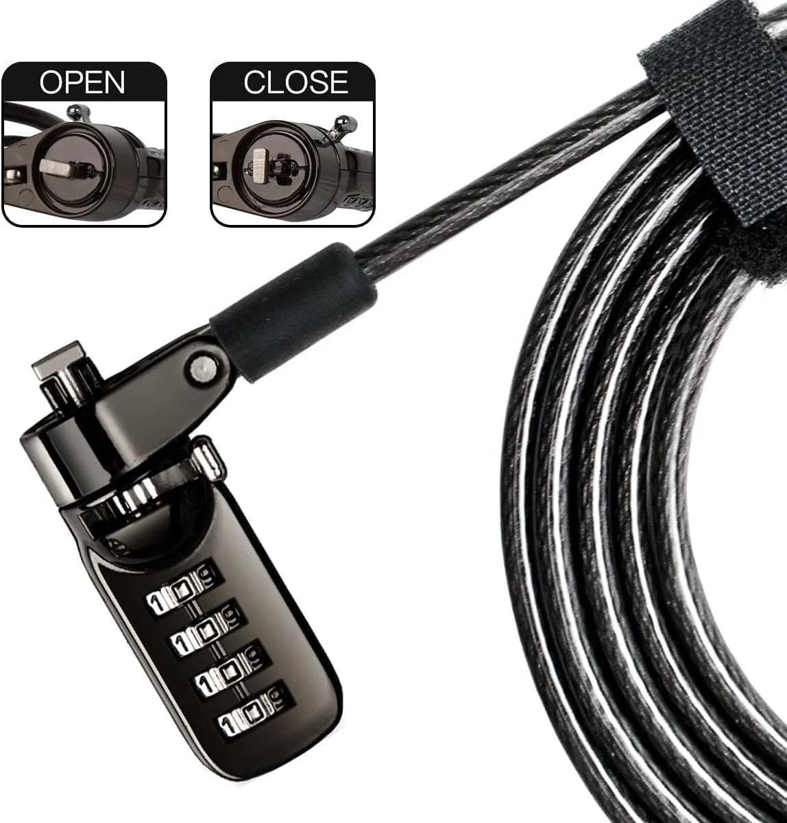 I3C Laptop Cable Lock 4 Digital Combination Lock Security Computer Cable Lock Anti Theft Combination Lock Compatible for iPad Tablet Laptop MacBook Dell HP Samsung Android (1 Pack) 1 Pack - Image 7