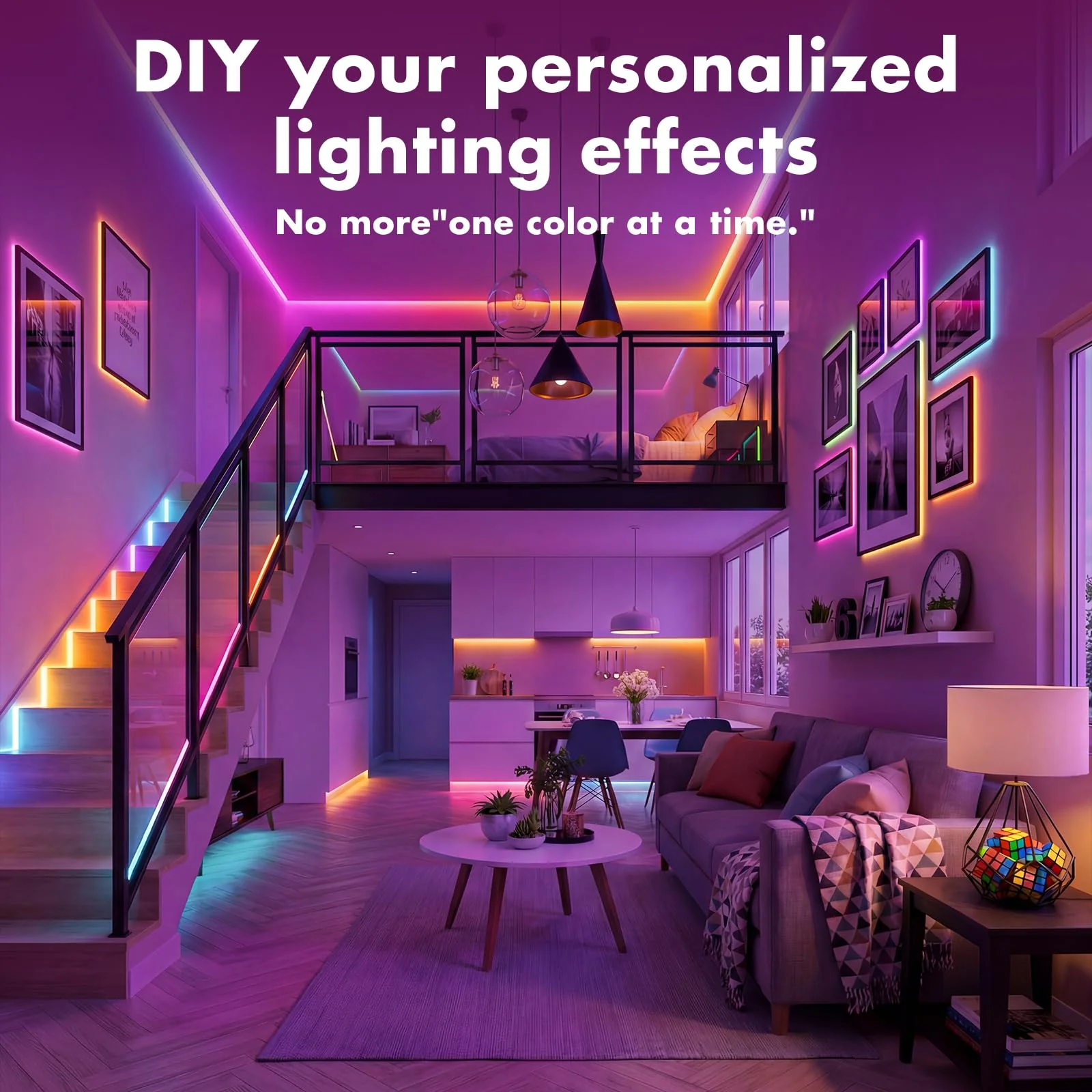 IC Smart RGB LED Strip Lights, 65.6FT LED Lights for Bedroom, App Control/Remote Control, Music Sync, DIY Design, Rainbow Chasing Effects, Strip Lights for Home, Party Decor - Image 3