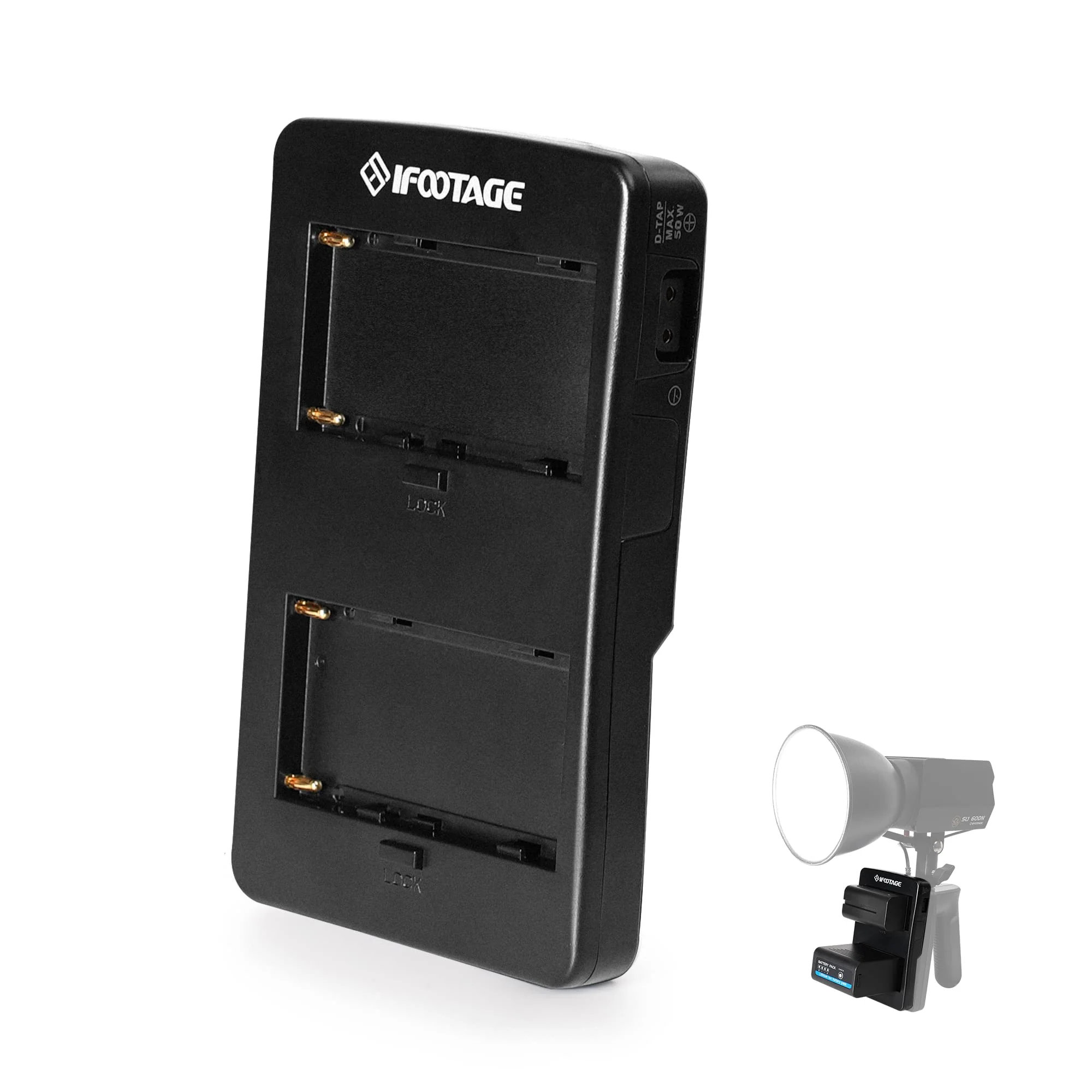 IFOOTAGE NP-F Battery to V-Mount Battery Converter Adapter for IFOOTAGE 60DN Portable Video Light, NP-F970 Battery Adapter to V-Mount Battery Grip