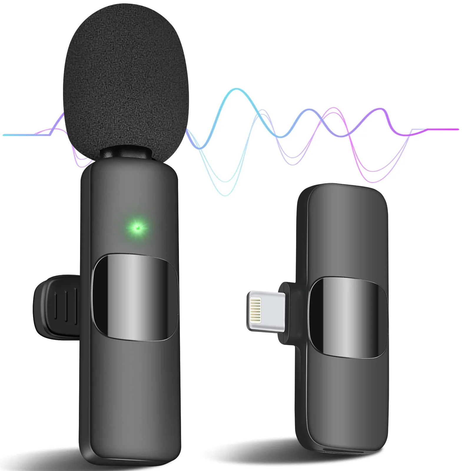 IIQ Wireless Lavalier Microphone for iPhone, Mini Professional Wireless Lavalier Microphone, Wireless Clip Mic, Tiny Lapel Microphone for iPad, for Video Interview Podcast, Facebook, YouTube 1Single Mic - Image 8