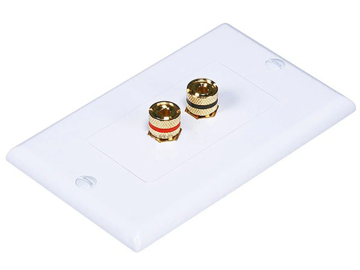 iMBAPrice (5 Pack) Premium 2 Connector Banana Wall Plate - Banana Plug Binding Post Wall Plate for Speakers white Single - Image 2