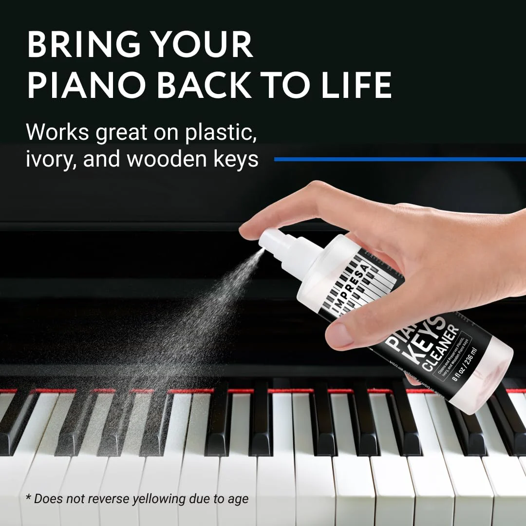 IMPRESA Piano Key Cleaner Spray - Piano Keyboard Cleaning Kit & Solution - Non-Toxic Low-Odor Keyboard Cleaner for Grand & Baby Grand Keys - 8 Fl Oz, Clear, Pack of 1 - Image 3