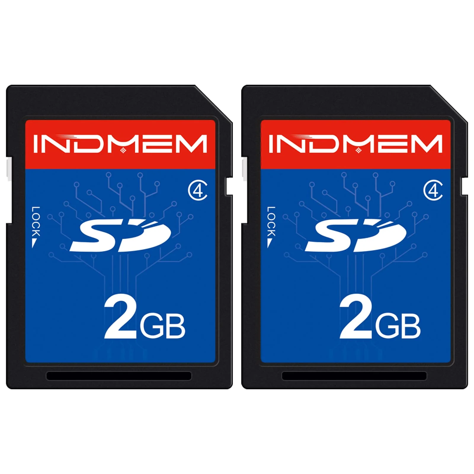 INDMEM 2 Pack SD Card 2GB Class 4 Flash Memory Card 2G SLC Stanard Secure Digital Cards (2PC) 2PC