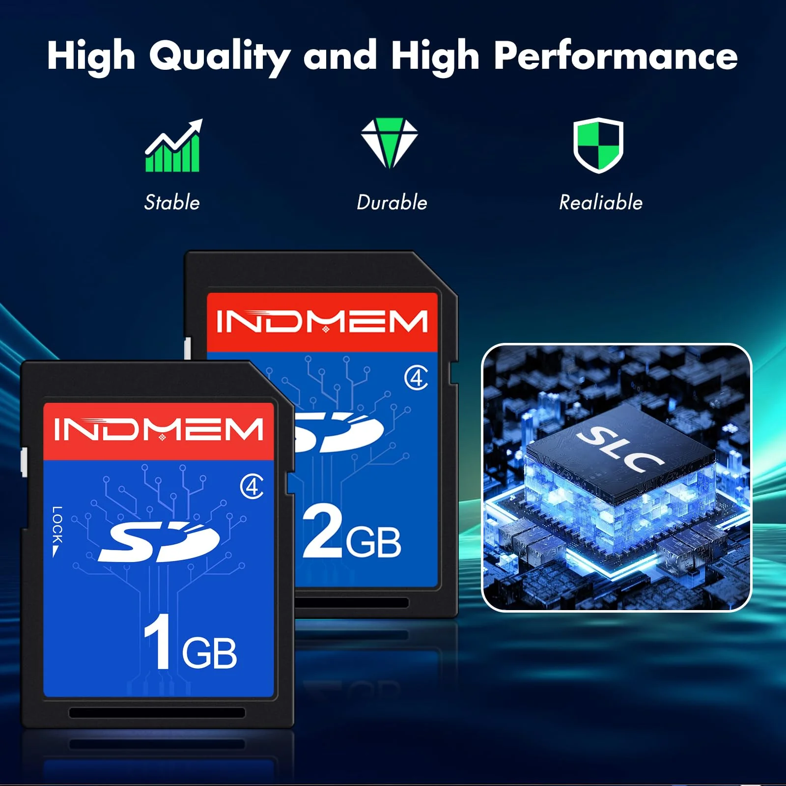 INDMEM SD Card 1GB + 2GB, Class 4 Flash Memory Card 2G SLC Standard Secure Digital Cards - Image 2