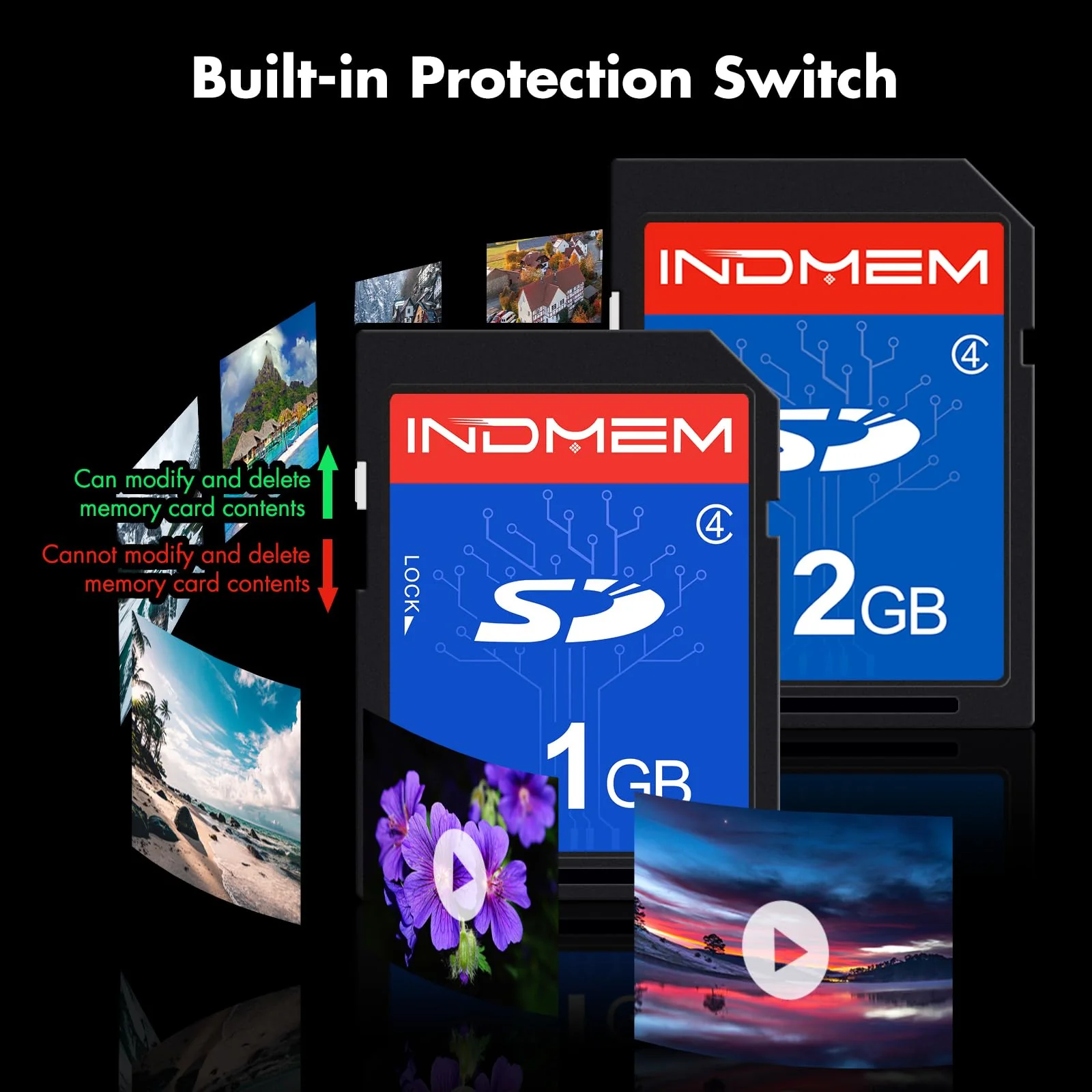 INDMEM SD Card 1GB + 2GB, Class 4 Flash Memory Card 2G SLC Standard Secure Digital Cards - Image 6