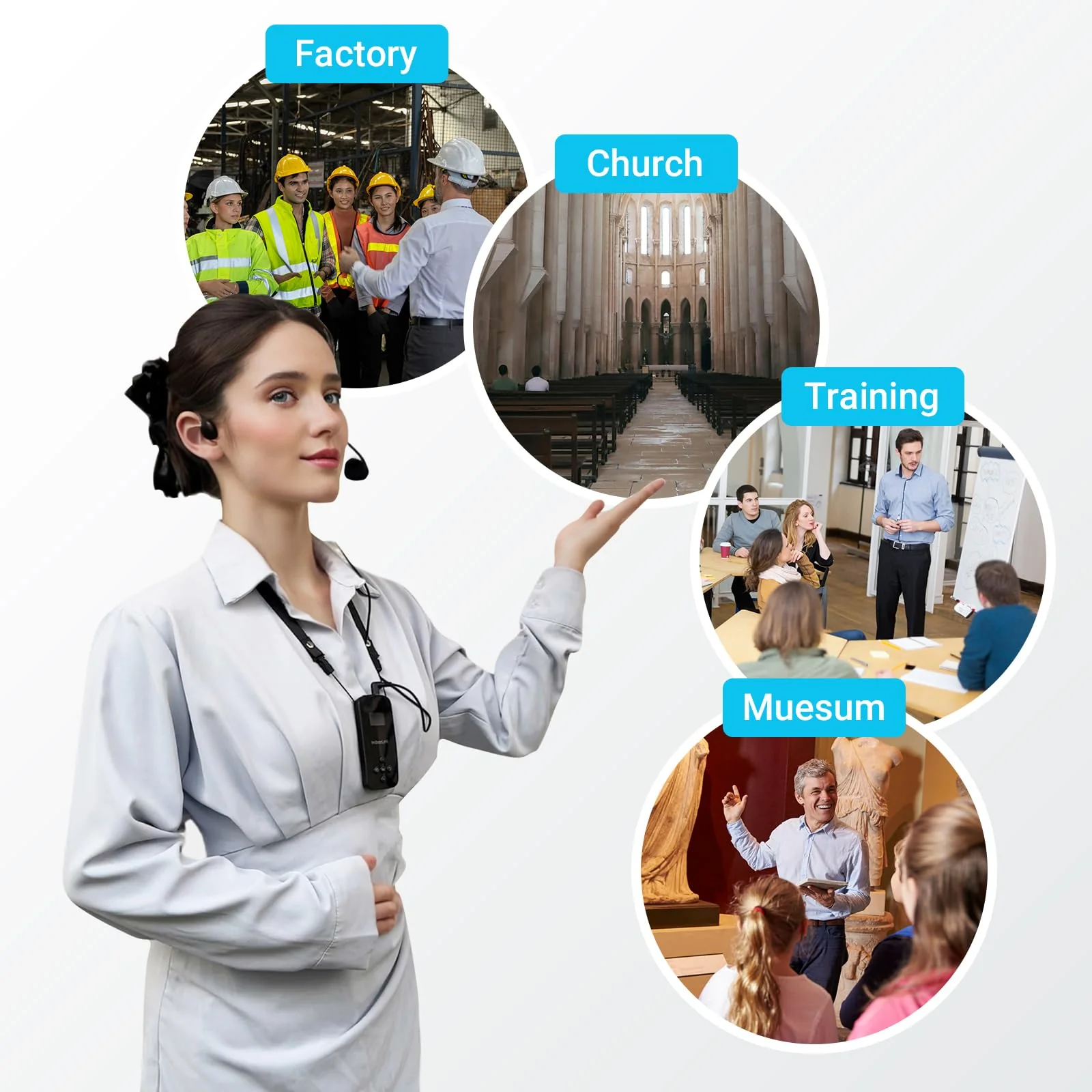 IndoorLink Headworn Microphone for Churches, Factory/Museum Visit, Exhibition, Court. - Image 6