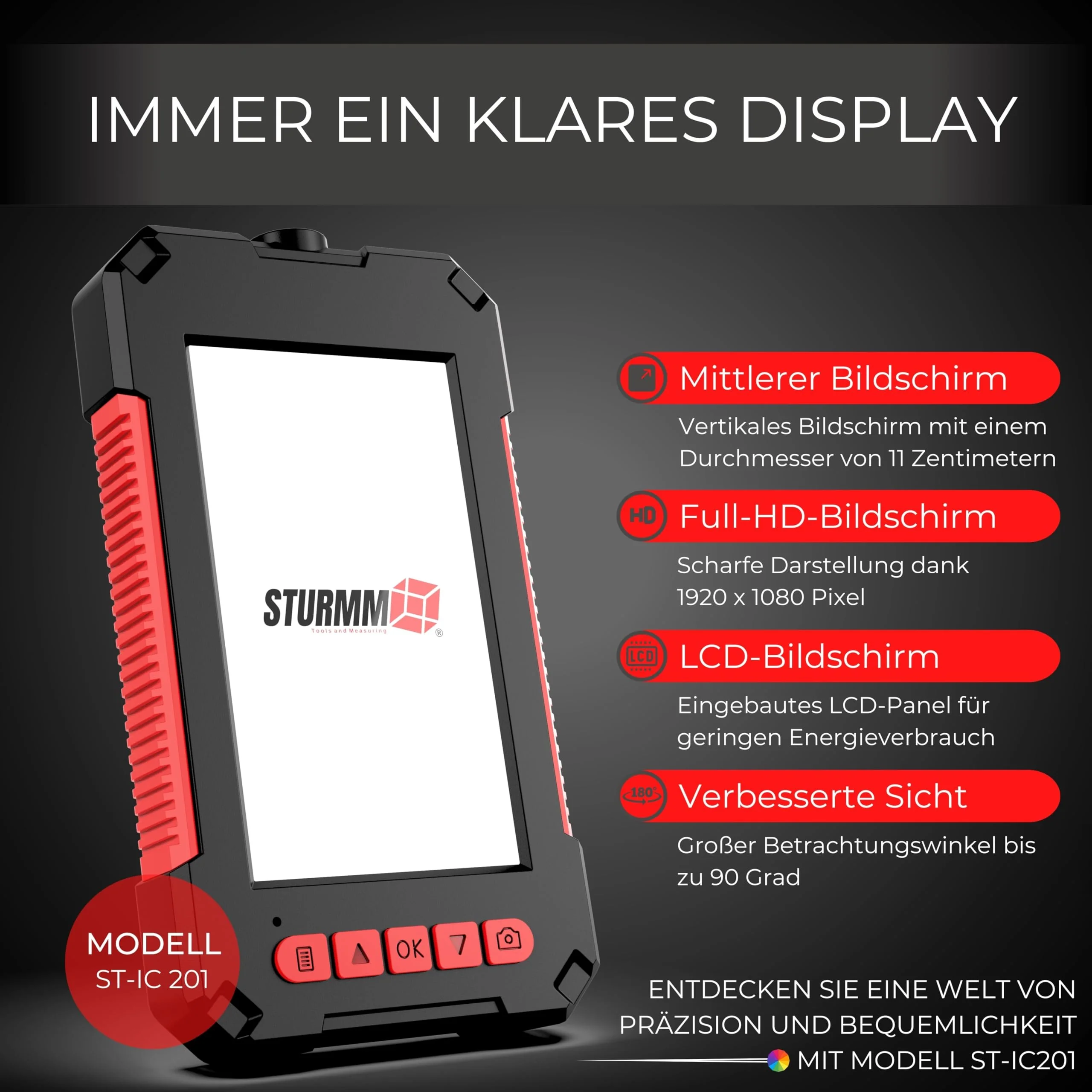 Industrial Endoscope with Single Camera, 5 Meter Cable and 4.3 Inch LCD Display - Image 3