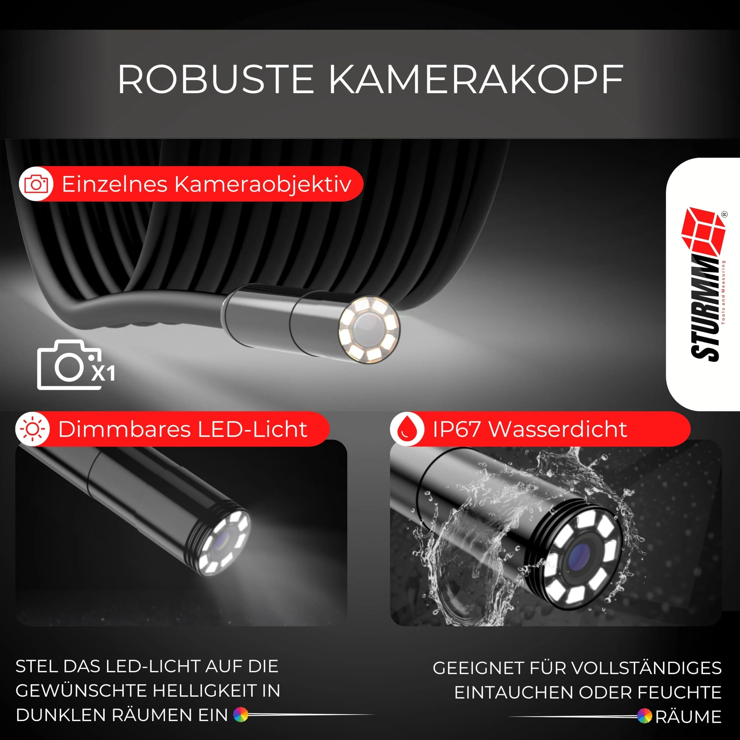 Industrial Endoscope with Single Camera, 5 Meter Cable and 4.3 Inch LCD Display - Image 5