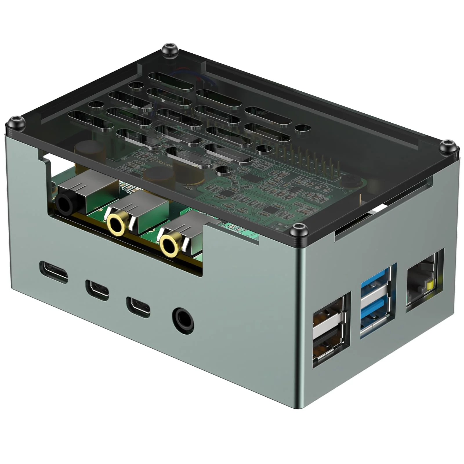 InnoMaker Aluminum Alloy Case for Raspberry Pi 4 - Compatible with DAC/DAC PRO/AMP/AMP PRO/RS485&CAN HAT, 3510 PWM Fan & Passive Heatsink Cooling for Expanded Boards