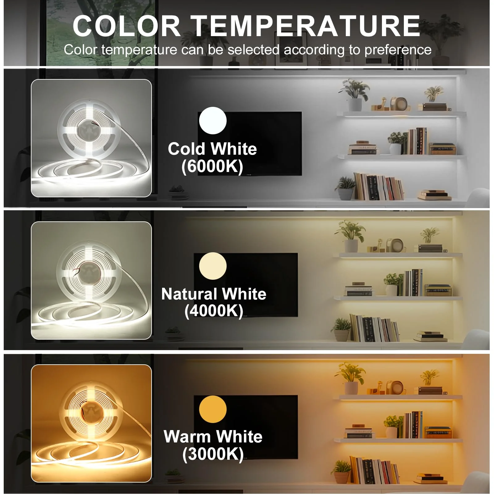 IP68 Waterproof Neon COB LED Strip Light, 16.4ft 12V Ultra-Thin 5mm 4000K LED Tape Light CRI>90 400LEDs/m for Home Cabinet Bathroom Outdoor Pool Decoration (Without Power Supply) - Image 5
