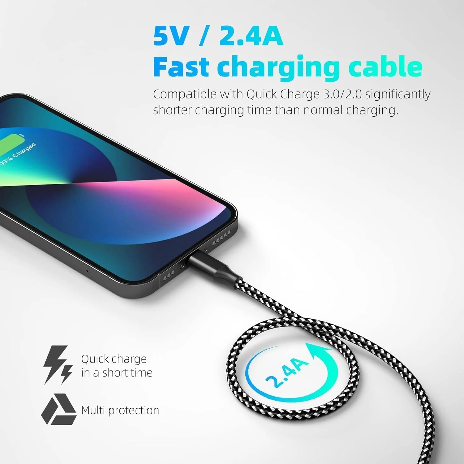 iPhone Charger,3 Pack 10 FT iPhone Charger Fast Charging Cord Apple MFi Certified Lightning Cable Nylon Braided Compatible with iPhone 14 13 12 11 Pro Max XR XS X 8 7 6 Plus SE iPad and More - Image 5