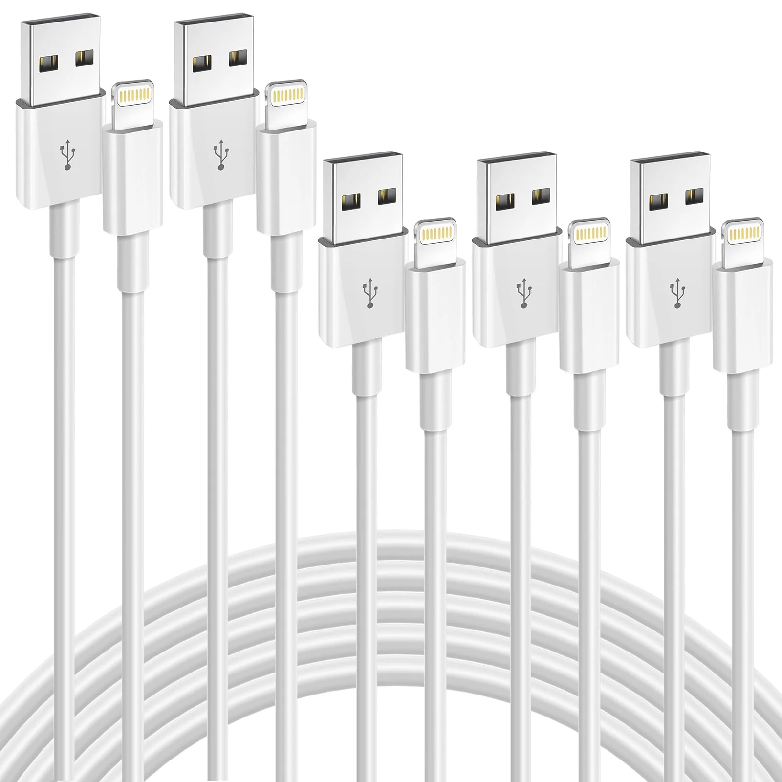 iPhone Charger, 5Pack(6/6/6/10/10FT) [Apple MFi Certified] Apple Charging Cables Lightning Cable Fast iPhone Charging Cord for iPhone 14/13/12/11/11Pro/11Max/ X/XS/XR/XS 6/6/6/10/10FT