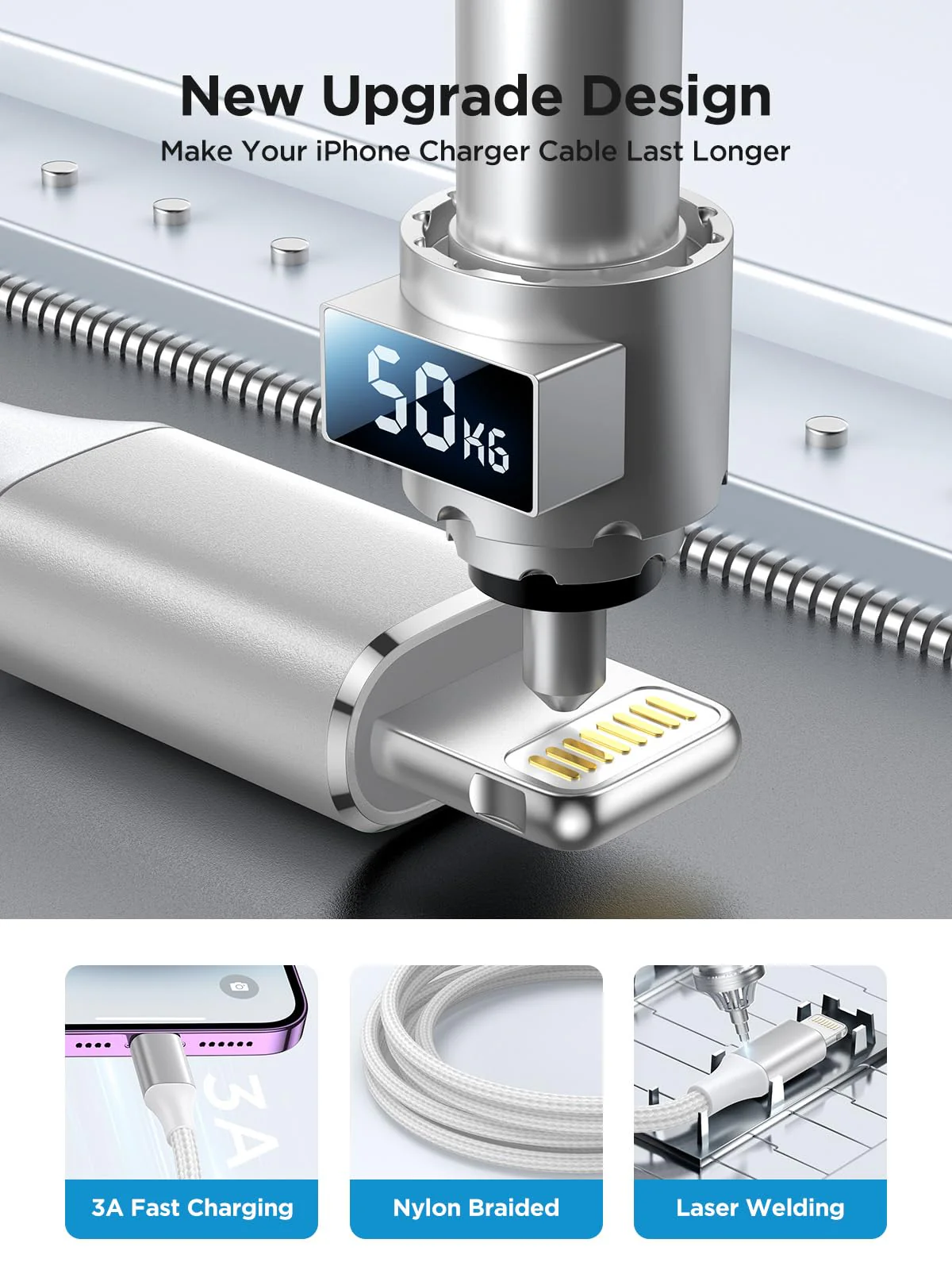 iPhone Charging Cable, Lightning Cable 2 m iPhone Charging Cable Fast Charging Cable MFi Certified iPhone Cable Fast USB Lightning Cable for iPhone 14 13 12 11 Pro Max Mini XS XR X 8 7 6 6s Plus 5 SE iPhone Ladekabel 2M White - Image 5