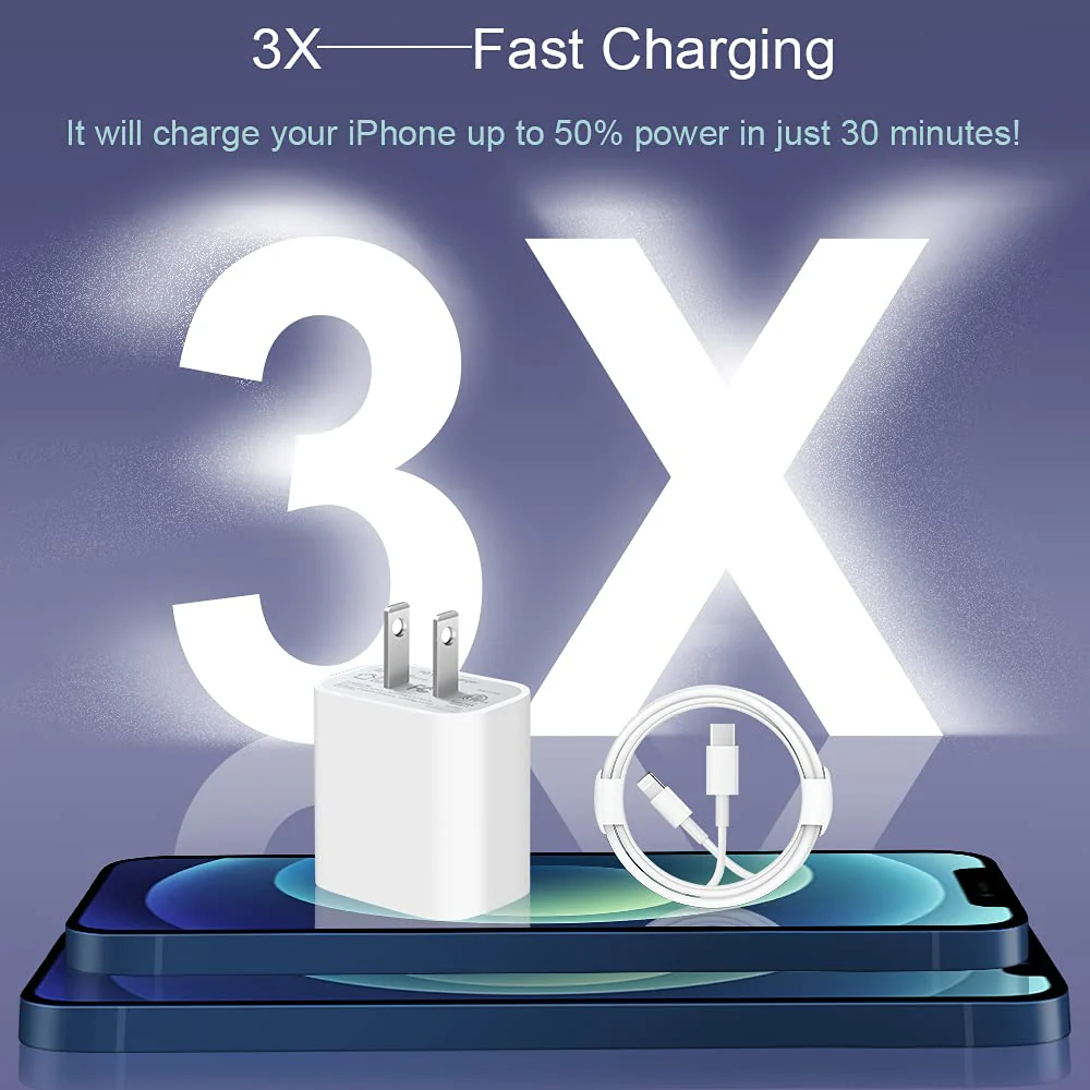 iPhone Fast Charger 【Apple MFi Certified】[4-Pack] USB C Wall Charger Fast Charging 20W PD Adapter with 6FT Charging Cable Compatible with iPhone 13/12/11 Pro Max,Mini,Pro/XR/iPad - Image 2