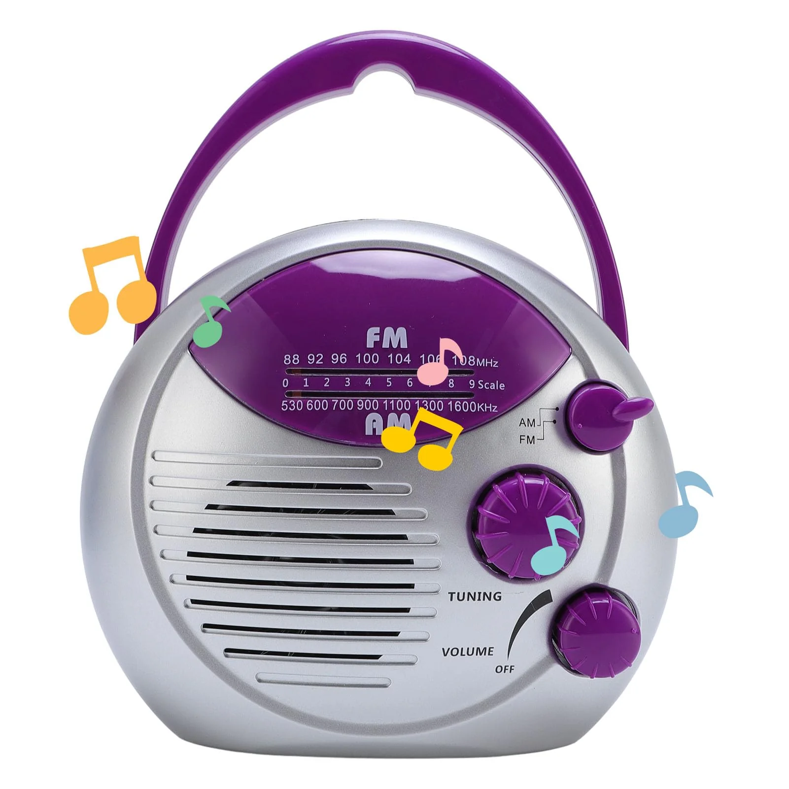 IPX4 Water Proof Shower Radio, Portable AM FM Radio for Bathroom Kitchen Outdoor, Battery Powered FM: 88-108MHz AM: 530-1600KHz
