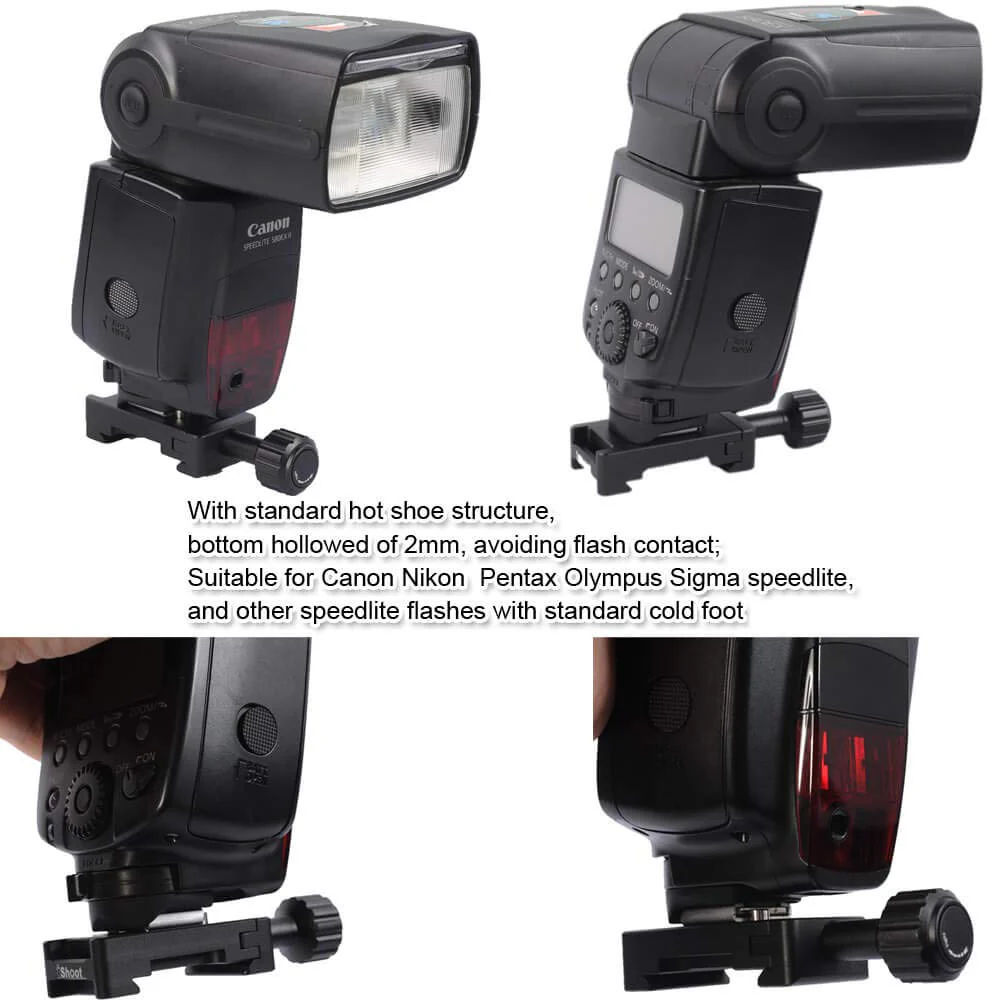 iShoot Metal Clamp with Universal Hot Shoe Mount Compatible with 39mm Arca-Swiss Fit Quick Release Pate L-Shaped Camera Holder Bracket Support & Speedlite Flash of Standard Cold Foot - Image 6