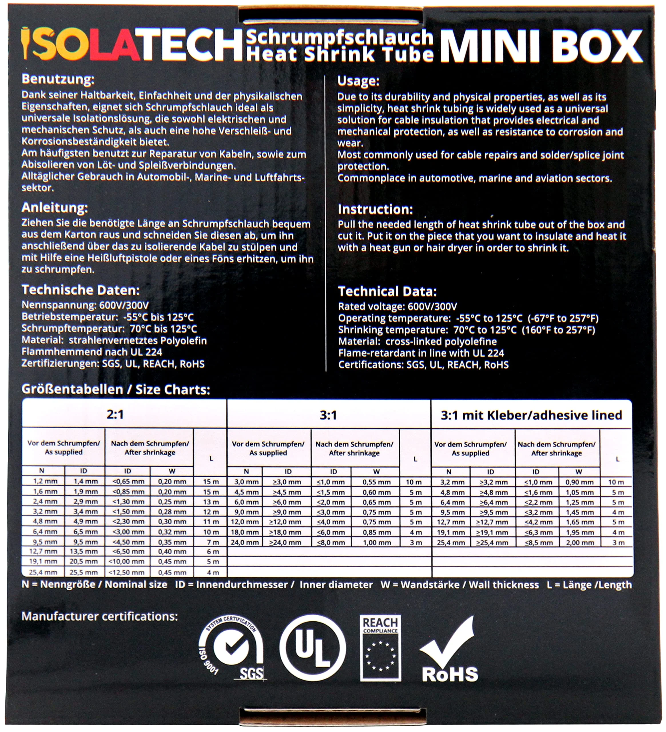 ISOLATECH Heat Shrink Tubing 3:1 Set with Adhesive Black Diameter 12.7 mm 5 m UV Resistant Sold by the Metre Unlabeled Roll in Practical Dispenser Box 12,7mmØ - Image 6