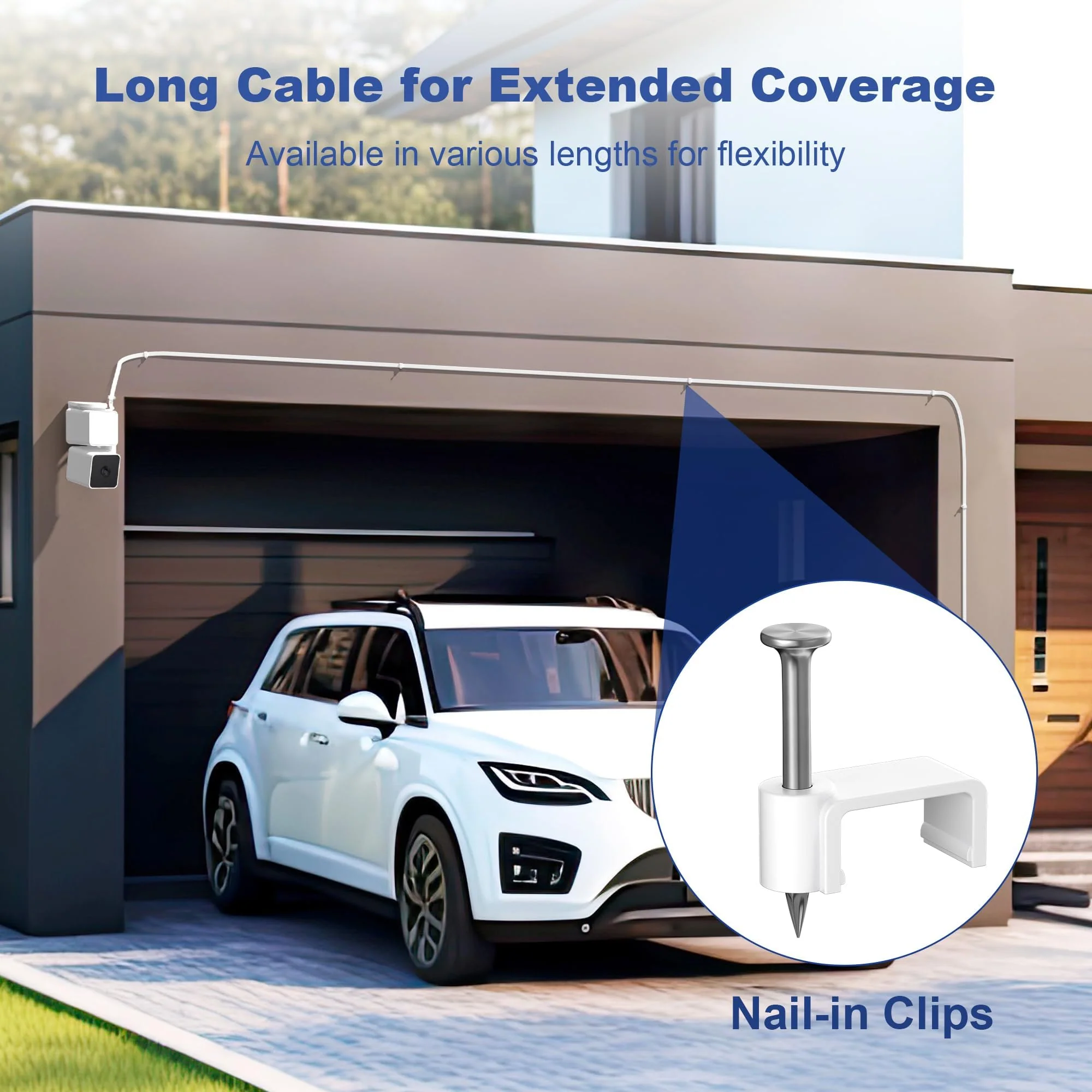 Itramax WYZE Cam Pan V3 Charger Cable 15FT 2Pack,Micro USB Extension Cord 90 Degree Power Adapter L-Shaped Long Flat Charging for WYZE Pan V3 Outdoor Camera No Support Data Transfer,White 20 25 30 FT 15FT/4.5M White - Image 6