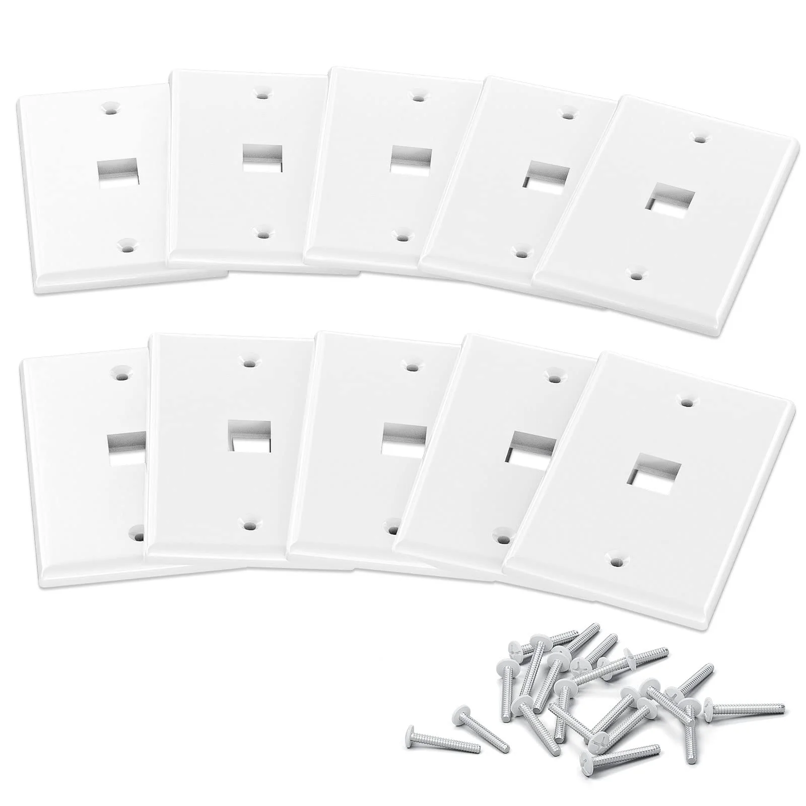 Iwillink 1-Port Keystone Wall Plate 10-Pack, Low Profile Ethernet Wall Plates for Keystone Jack, White - Image 7
