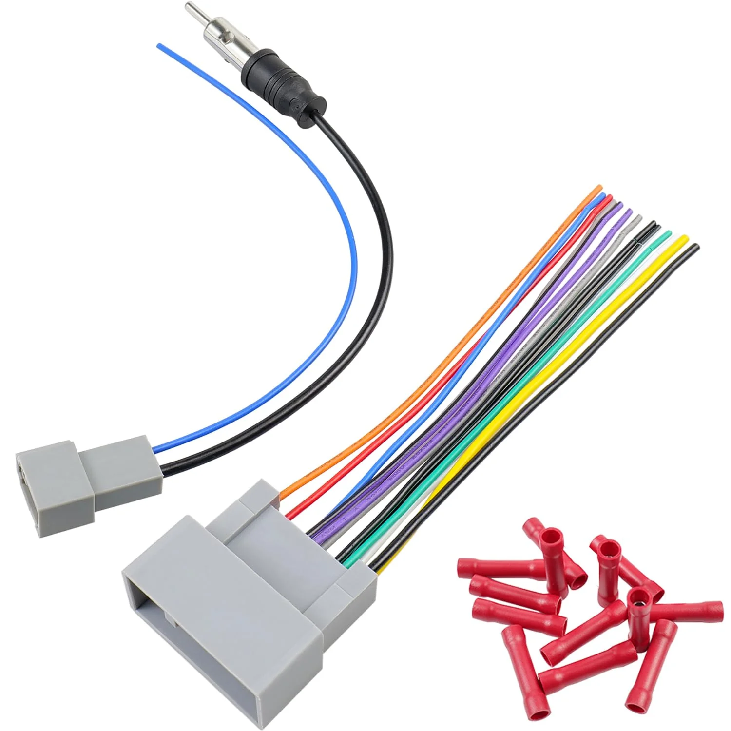 Jayubein 24Pin Radio Wiring Harness Kit Compatible with 12-15 Honda Accord CRV Civic Pilot Fit Odyssey CRZ Ridgeline Insight Car Stereo Connector Antenna Adapter 24P Harness+Antenna for Honda/Acura 12-15