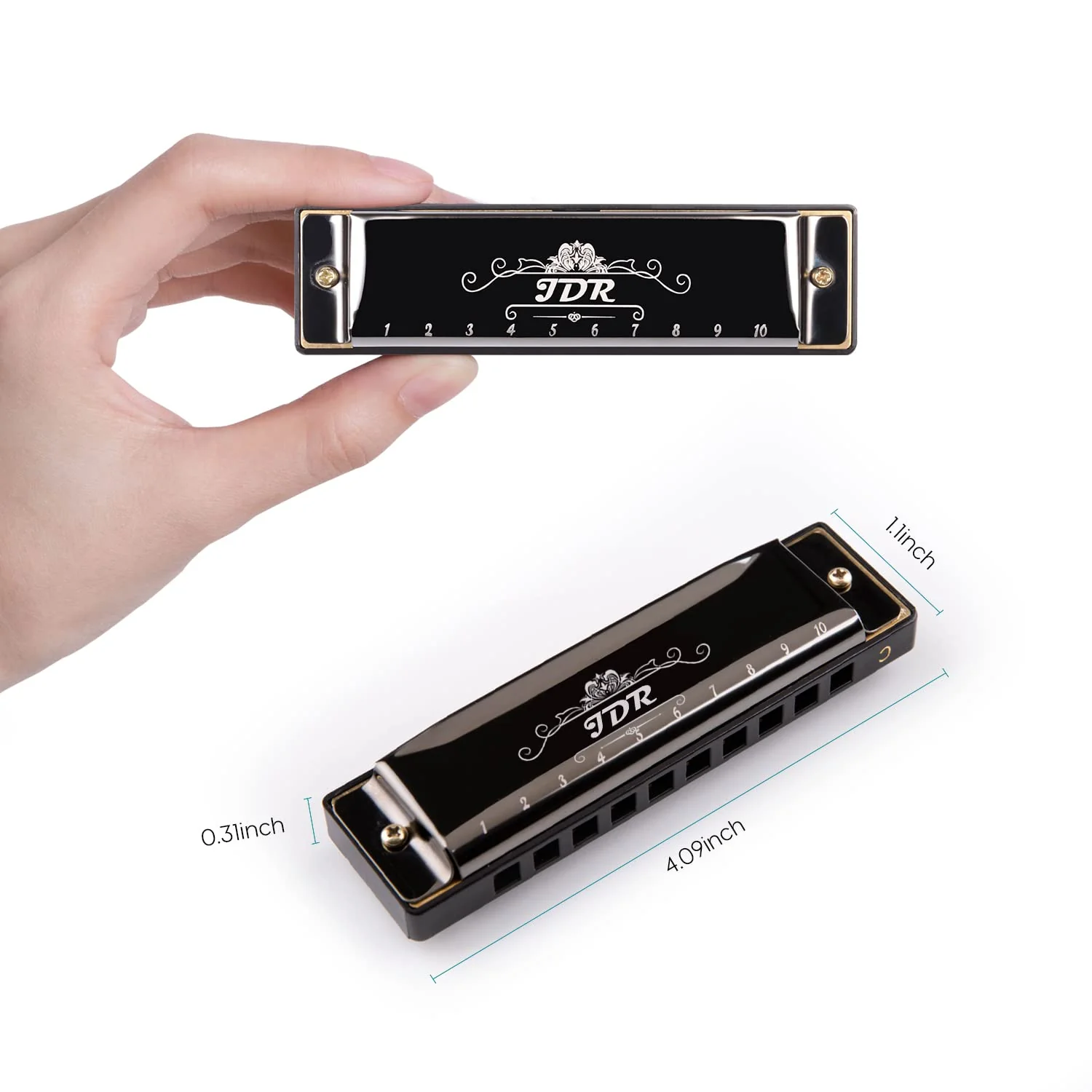 JDR Harmonica Set of 7 Key of C D E F G A Bb 10 Holes 20 Tones Blues Harp Diatonic Mouth Organ armonica with EVA Protective Case for Adults Kids Beginner Professional Intermediate Student Gift Black C D E F G A and Bb - Image 6
