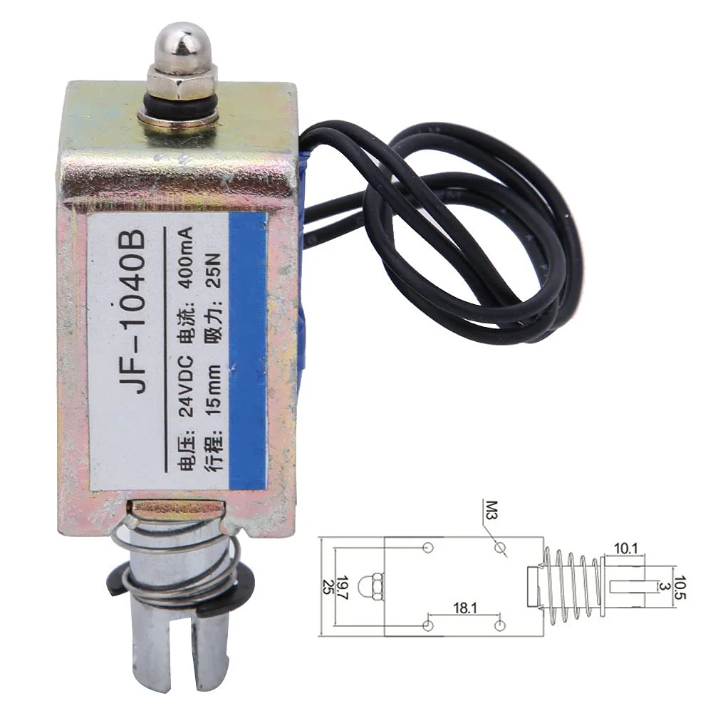 Jeanoko Low Friction 15 mm Hub Push Pull Electromagnet Antioxidation 25N 24V JF-1040B Magnetic Electromagnet Easy Installation for Vending Machines - Image 3