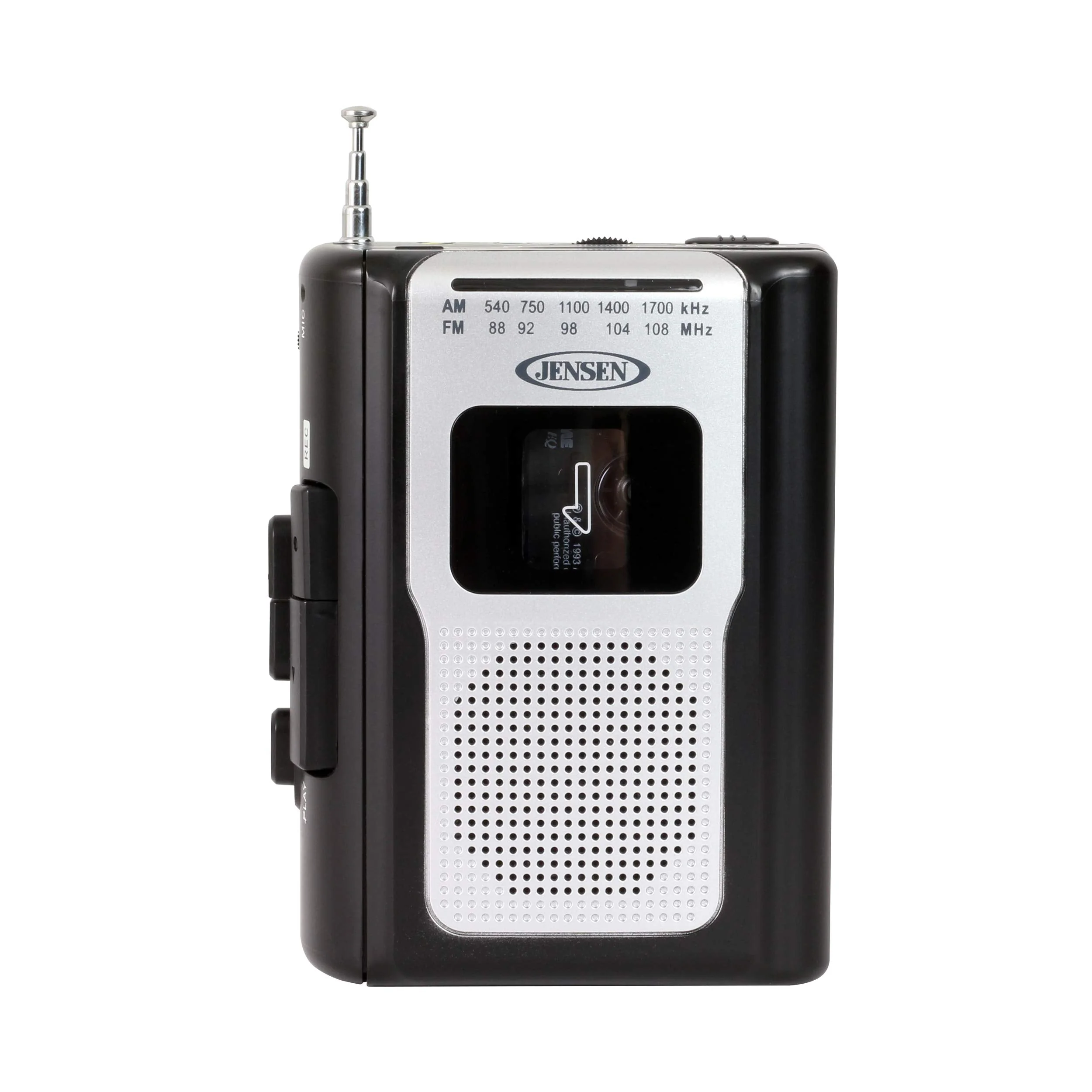 Jensen CR-100 Retro Portable AM/FM Radio Personal Cassette Player Compact Lightweight Design Stereo AM/FM Radio Cassette Player/Recorder & Built in Speaker (Black Series) Black