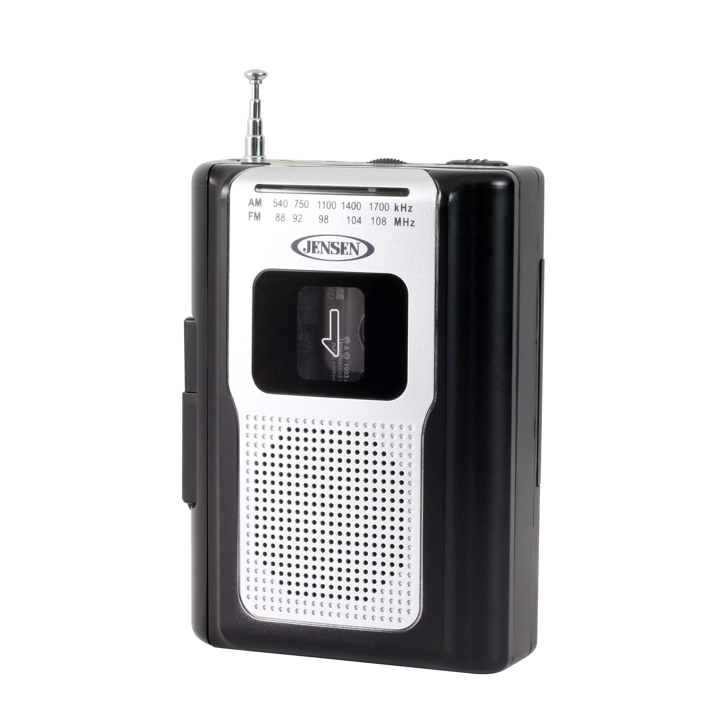 Jensen CR-100 Retro Portable AM/FM Radio Personal Cassette Player Compact Lightweight Design Stereo AM/FM Radio Cassette Player/Recorder & Built in Speaker (Black Series) Black - Image 3