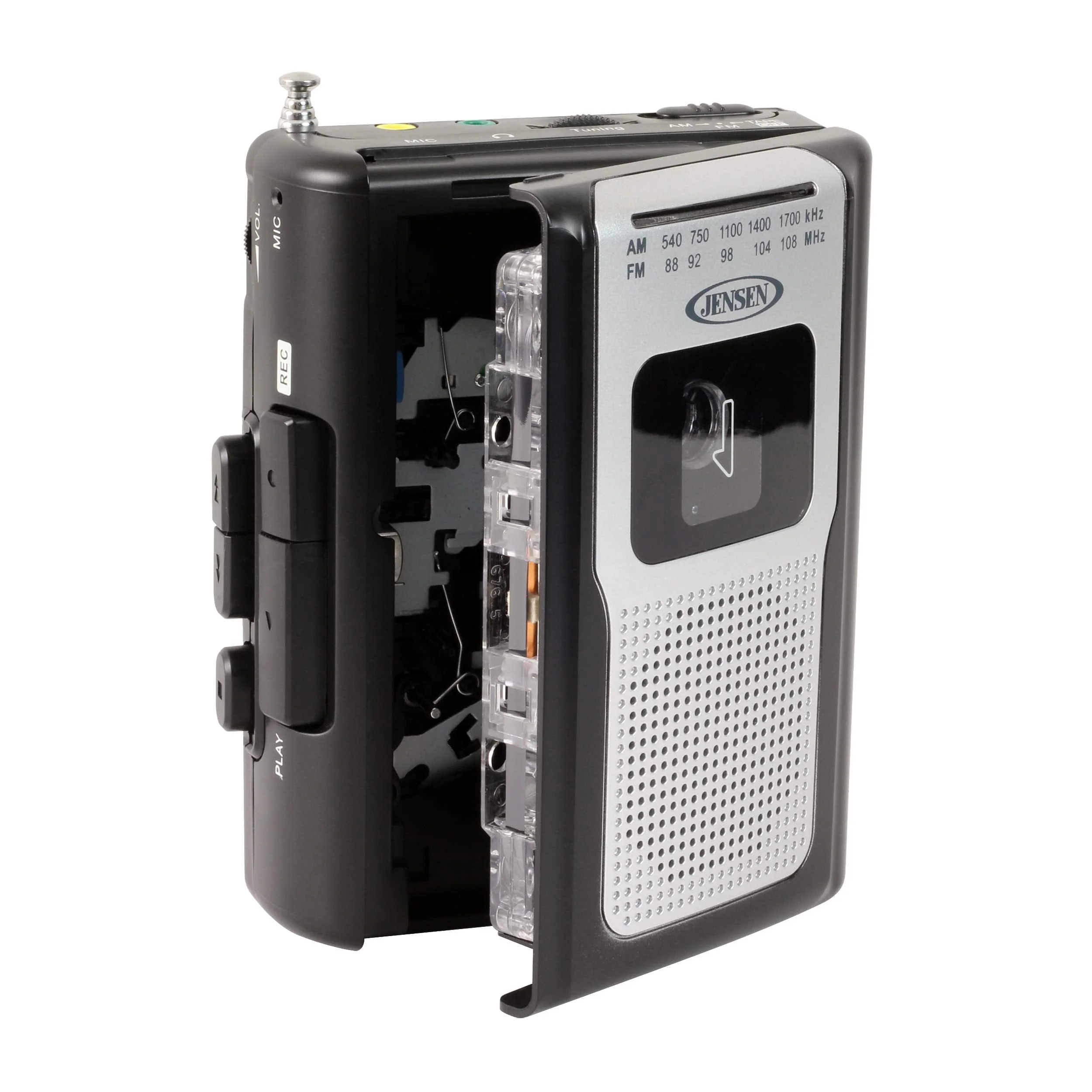 Jensen CR-100 Retro Portable AM/FM Radio Personal Cassette Player Compact Lightweight Design Stereo AM/FM Radio Cassette Player/Recorder & Built in Speaker (Black Series) Black - Image 4