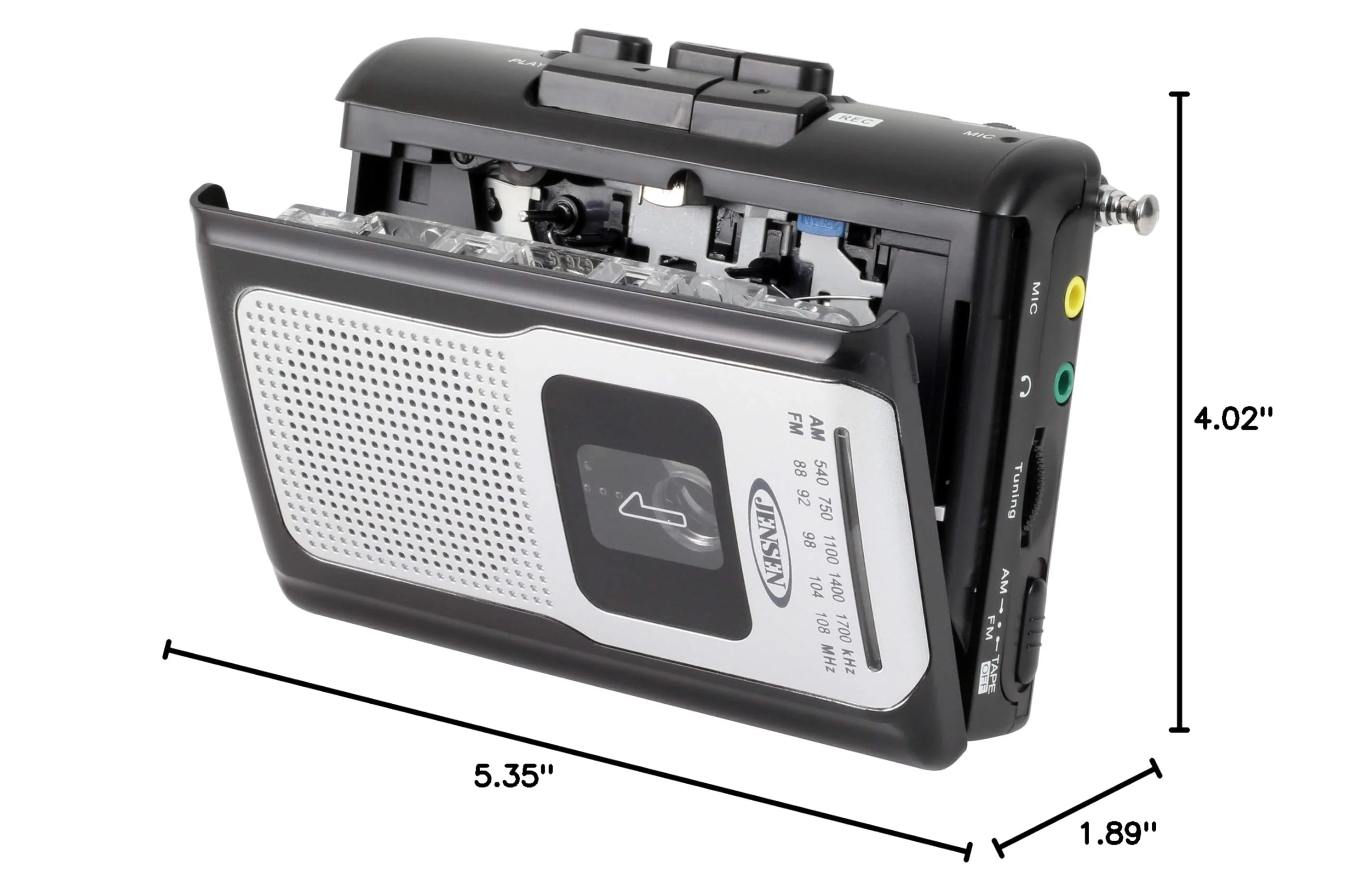 Jensen CR-100 Retro Portable AM/FM Radio Personal Cassette Player Compact Lightweight Design Stereo AM/FM Radio Cassette Player/Recorder & Built in Speaker (Black Series) Black - Image 9