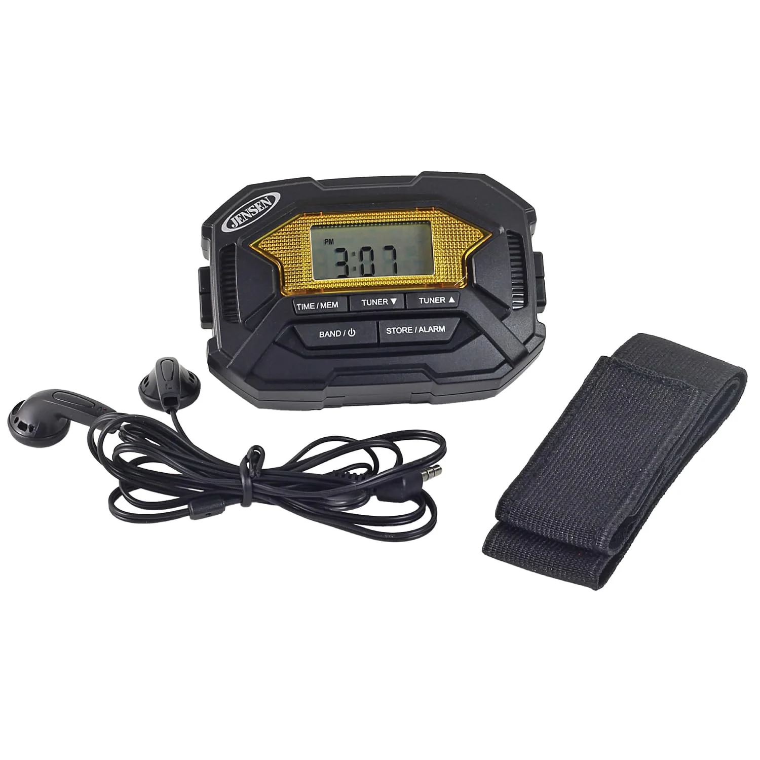 Jensen SAB-60 Armband Digital AM/FM Stereo Radio with Clock and Earbuds, Black, SAB-60 - Image 3