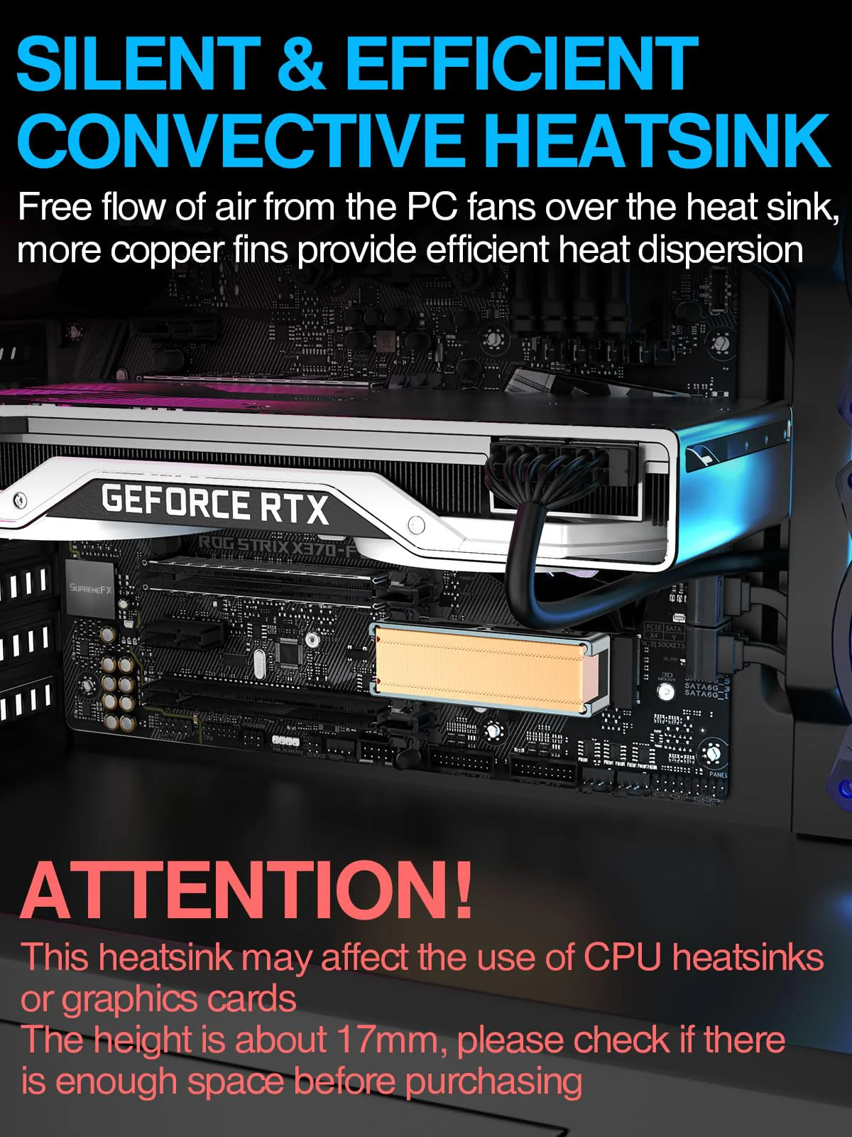 JEYI Q150 M.2 HeatSink, Cooper Fins with Aluminum Frame Passive Heat Sinks - Finscold Q150-1.7mm / 0.68" - Image 5