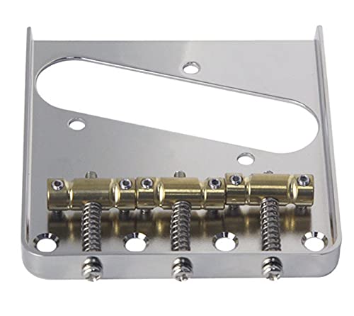 Jiayouy Chrome Bridge Assembly with 3 Brass Saddles Set for Fender Telecaster Tele Vintage Electric Guitar Replacement Part - Image 2