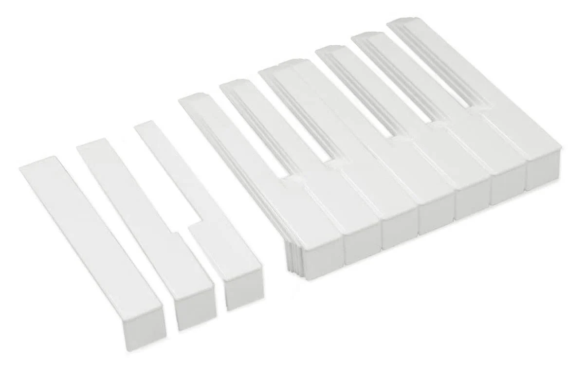 Jiayouy Complete Set 52Pcs Plastic Piano Keytops with Fronts Piano Key Tops Replacement White 52mm Long Head