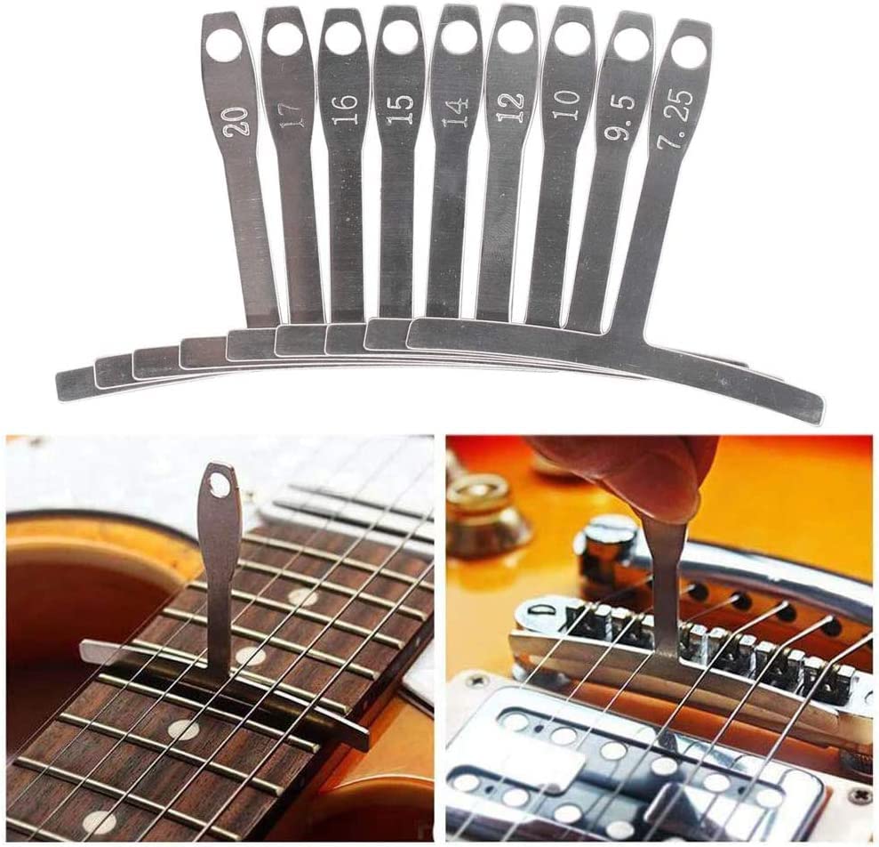 jiayouy Set of 14 Pieces Luthier Tools Set Guitar Neck Notched Straight Edge 9pcs Guitar Radius Gauge String Action Gauge Ruler Fret Rocker Fret Leveling Beam for Guitar and Bass Setup Tool - Image 3