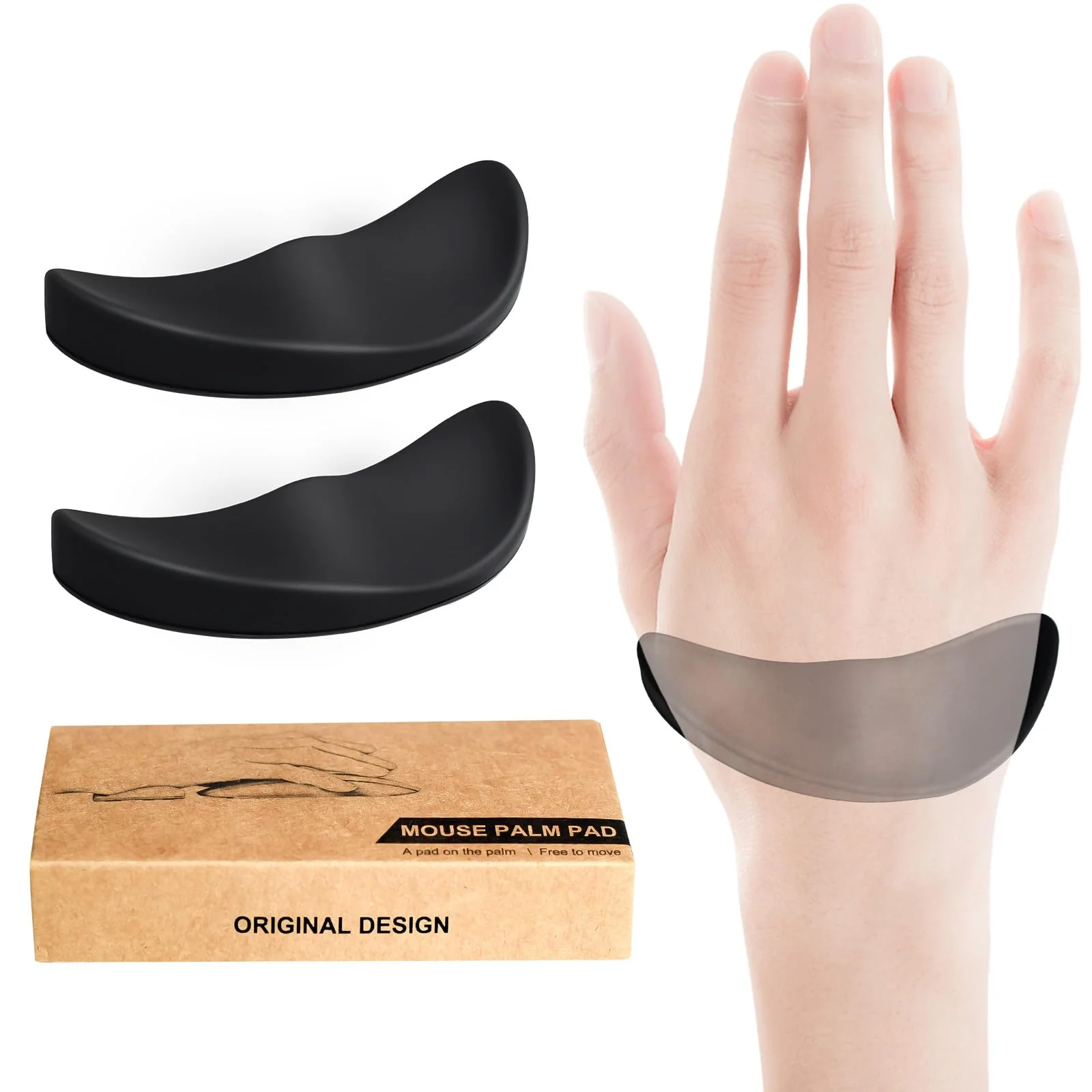 JIKIOU Right-Handed Truly Ergonomic Wrist Rest for Mouse 2 Pack, Carpal Tunnel Support, Pain Relief, Anti-Fatigue, Easy Glide, Office Computer Laptop Gaming 2pcs-right-handed