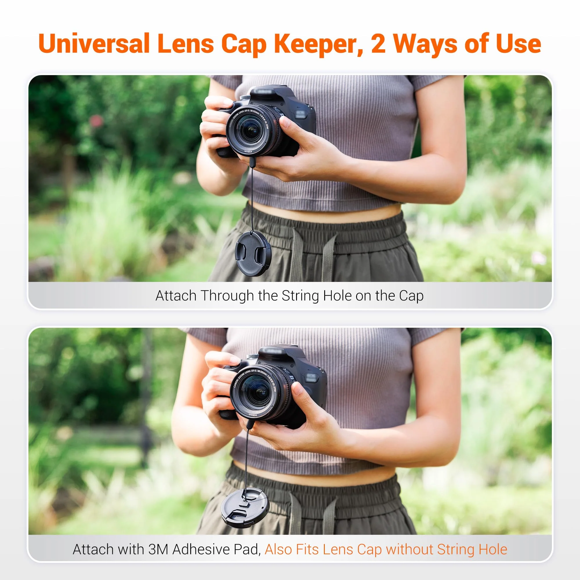 JJC 58mm Front Lens Cap Cover + Elastic Anti-Loss Cap Keeper Leash for Canon EF-S 18-55mm f/3.5-5.6 IS STM, Fujifilm XF 18-55mm f/2.8-4 R LM OIS, XC 16-50mm f3.5-5.6 OIS Lens & More 58mm Thread Lenses - Image 3