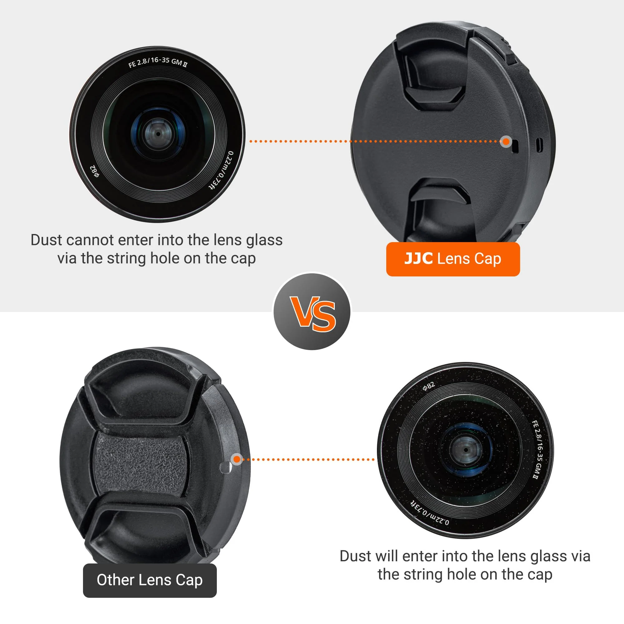 JJC 58mm Front Lens Cap Cover + Elastic Anti-Loss Cap Keeper Leash for Canon EF-S 18-55mm f/3.5-5.6 IS STM, Fujifilm XF 18-55mm f/2.8-4 R LM OIS, XC 16-50mm f3.5-5.6 OIS Lens & More 58mm Thread Lenses - Image 4
