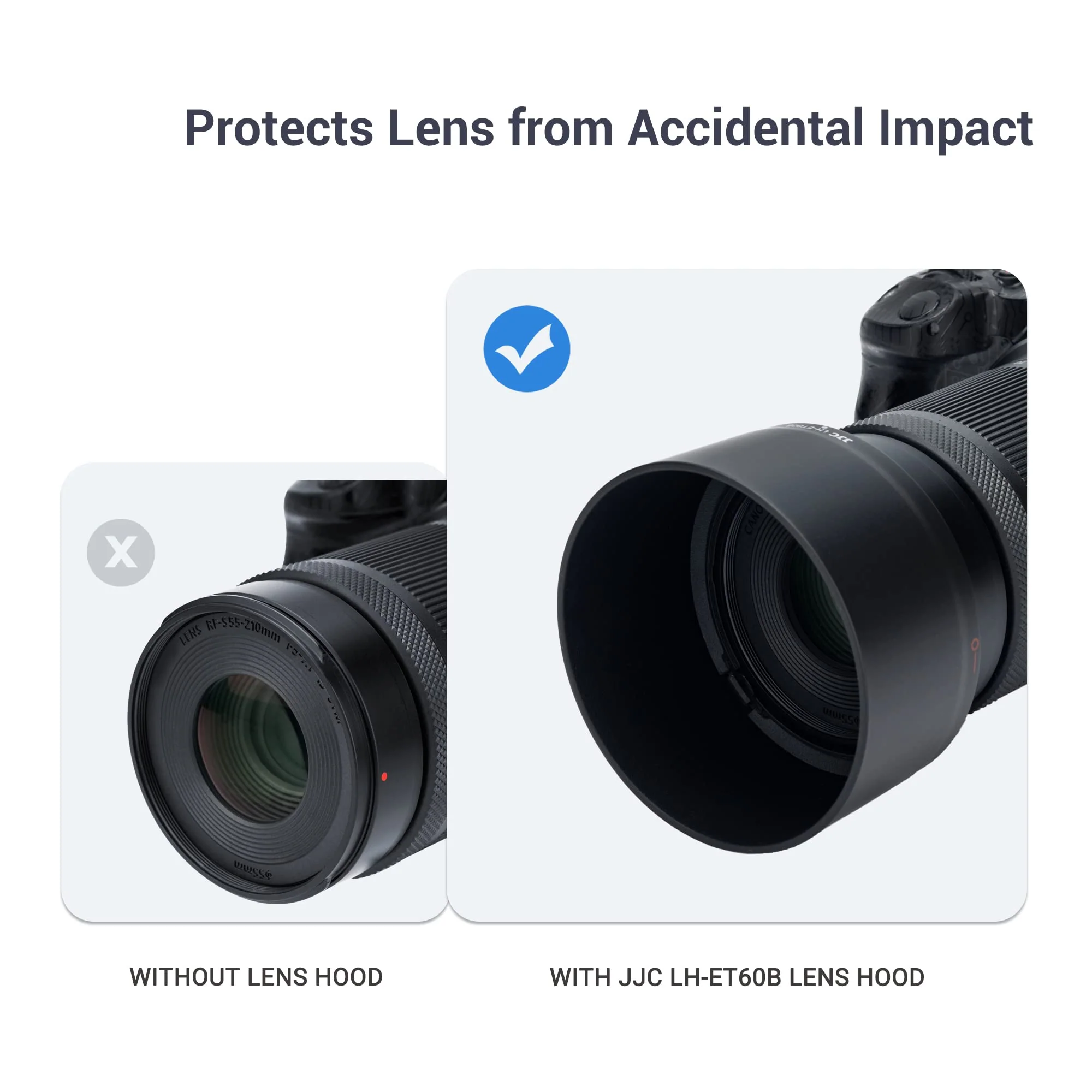 JJC ET-60B Lens Hood for Canon RF-S 55-210mm f/5-7.1 is STM Telephoto Zoom Lens on Canon R50 R100 Replaces Canon ET-60B with Reversible Design, Compatible with 55mm Filter and Lens Cap - Image 6