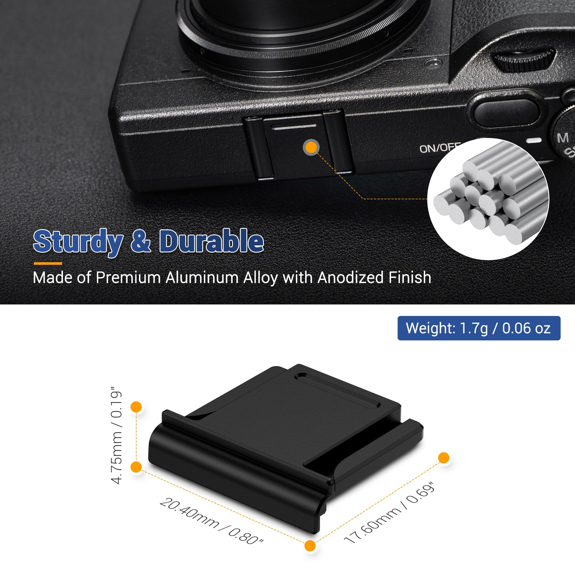JJC GR IV Hot Shoe Cover Cap for Ricoh GR4 GRIV HDF Monochrome Digital Camera, Aluminum Alloy Shoe Mount Protector with Silicone Pad, Replaces Ricoh GK-2, Anti-Scratches & Dustproof-Black Black - Image 5
