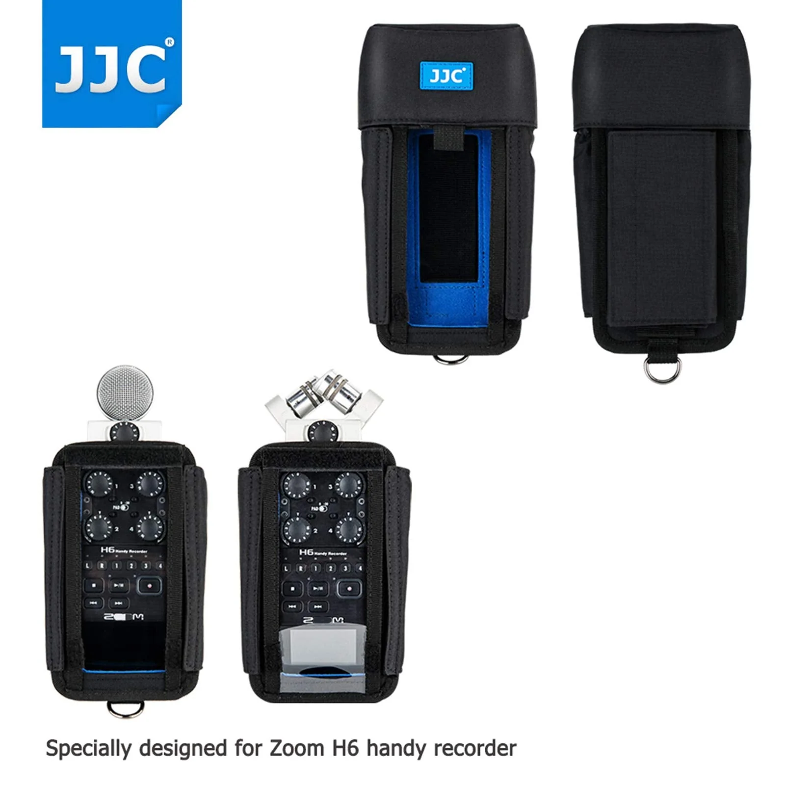 JJC H6 Protective Carrying Storage Pouch Case Bag for Zoom H6 & H6 All Black 2020 Version Handy Portable Recorder replaces Zoom PCH-6 Case, with Clear Visible Front Face Cover Protector for H6 & H6 Black - Image 2